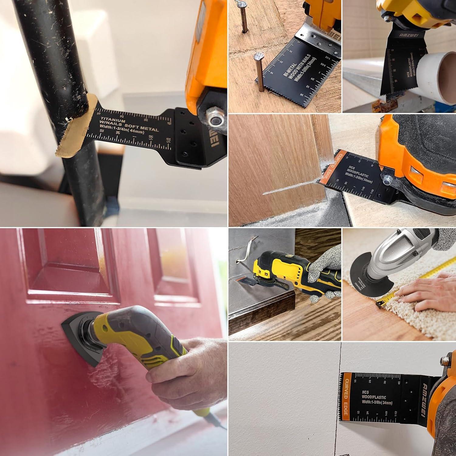 Kit de Hojas Oscilantes AMZWEI 154 Piezas para Madera y Metal