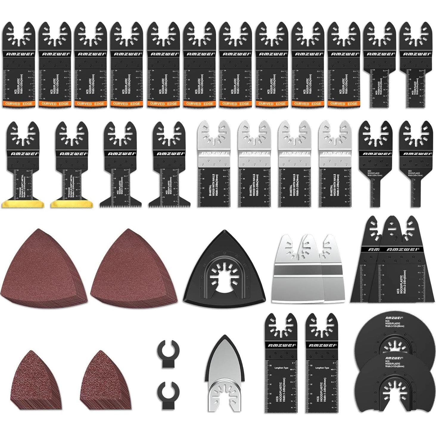 Kit de Hojas Oscilantes AMZWEI 154 Piezas para Madera y Metal