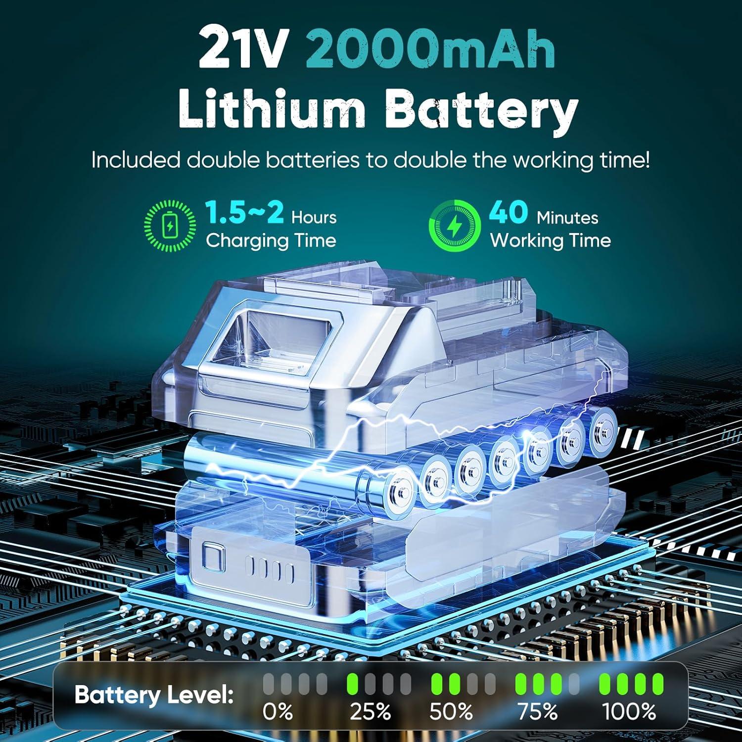 Mini Motosierra HOPTO 6" Inalámbrica 2 Baterías 2000mAh