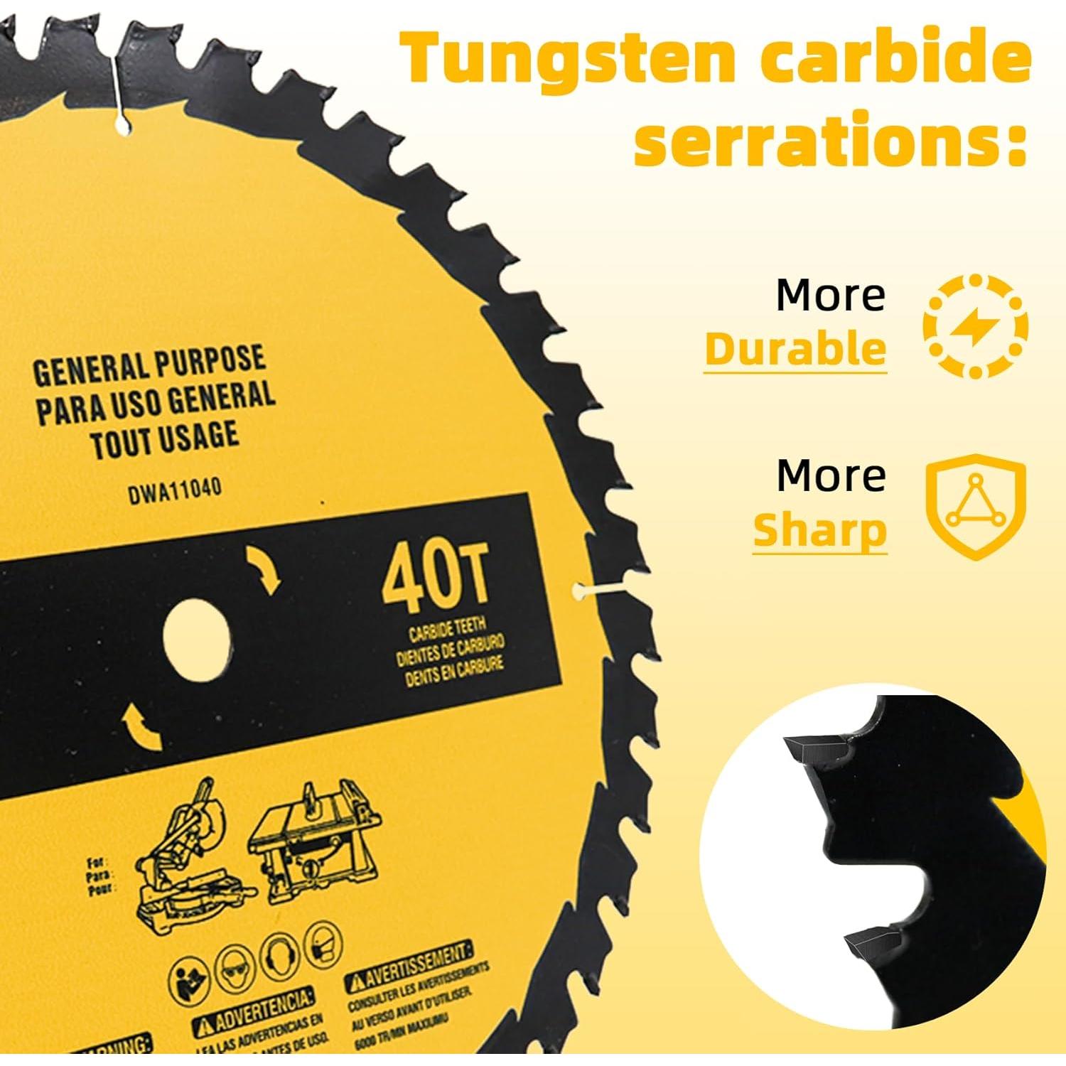 Paquete de 2 hojas de sierra de mesa Dewalt 25.4cm 40T/60T