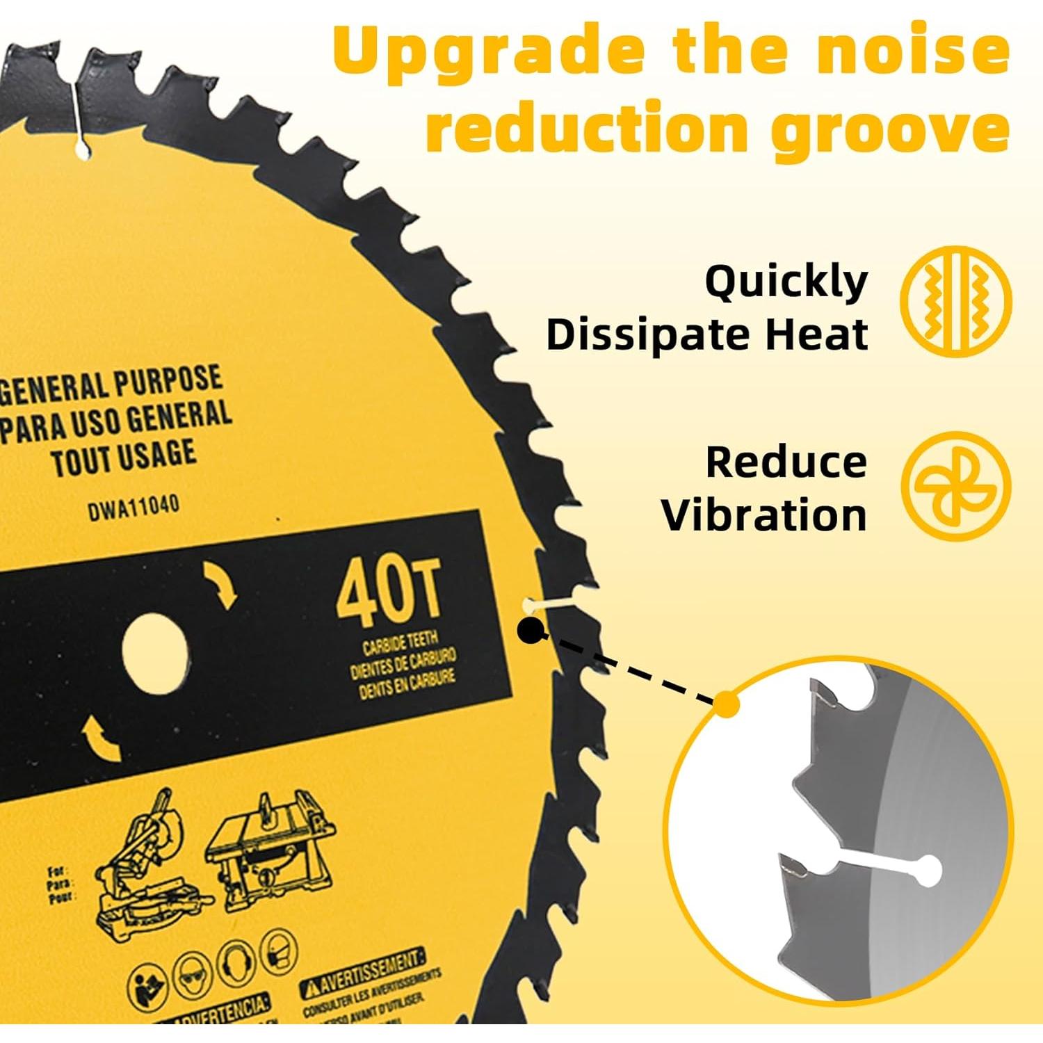 Paquete de 2 hojas de sierra de mesa Dewalt 25.4cm 40T/60T