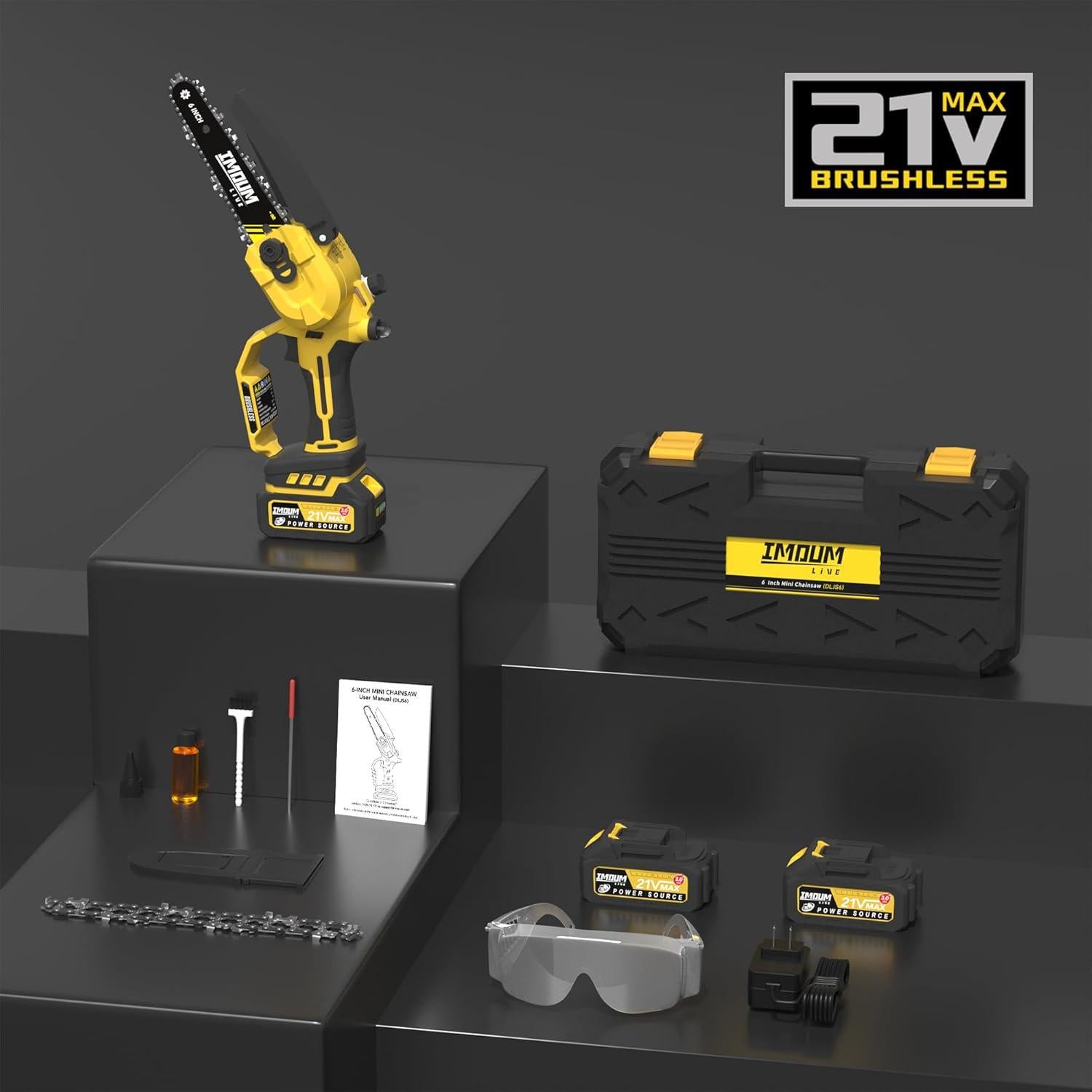 Motosierra Inalámbrica IMOUMLIVE 6" 700W 3.0Ah Poda Rápida