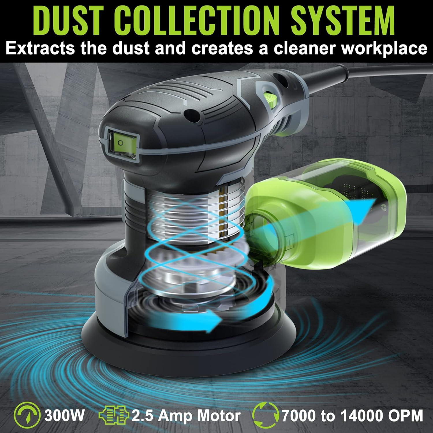 Lijadora Orbital WORKPRO 5" 6 Velocidades 2.5A 14000 RPM