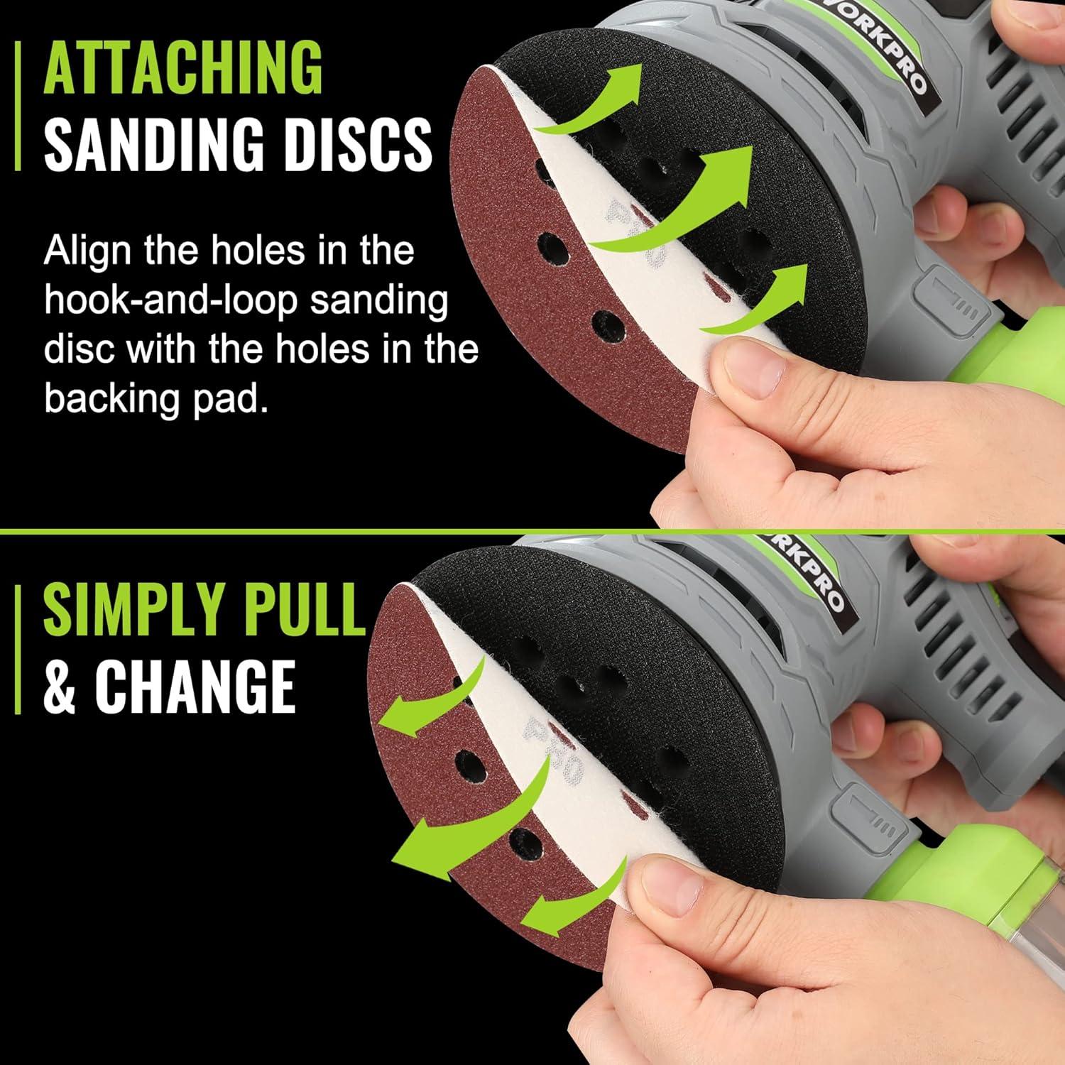 Lijadora Orbital WORKPRO 5" 6 Velocidades 2.5A 14000 RPM