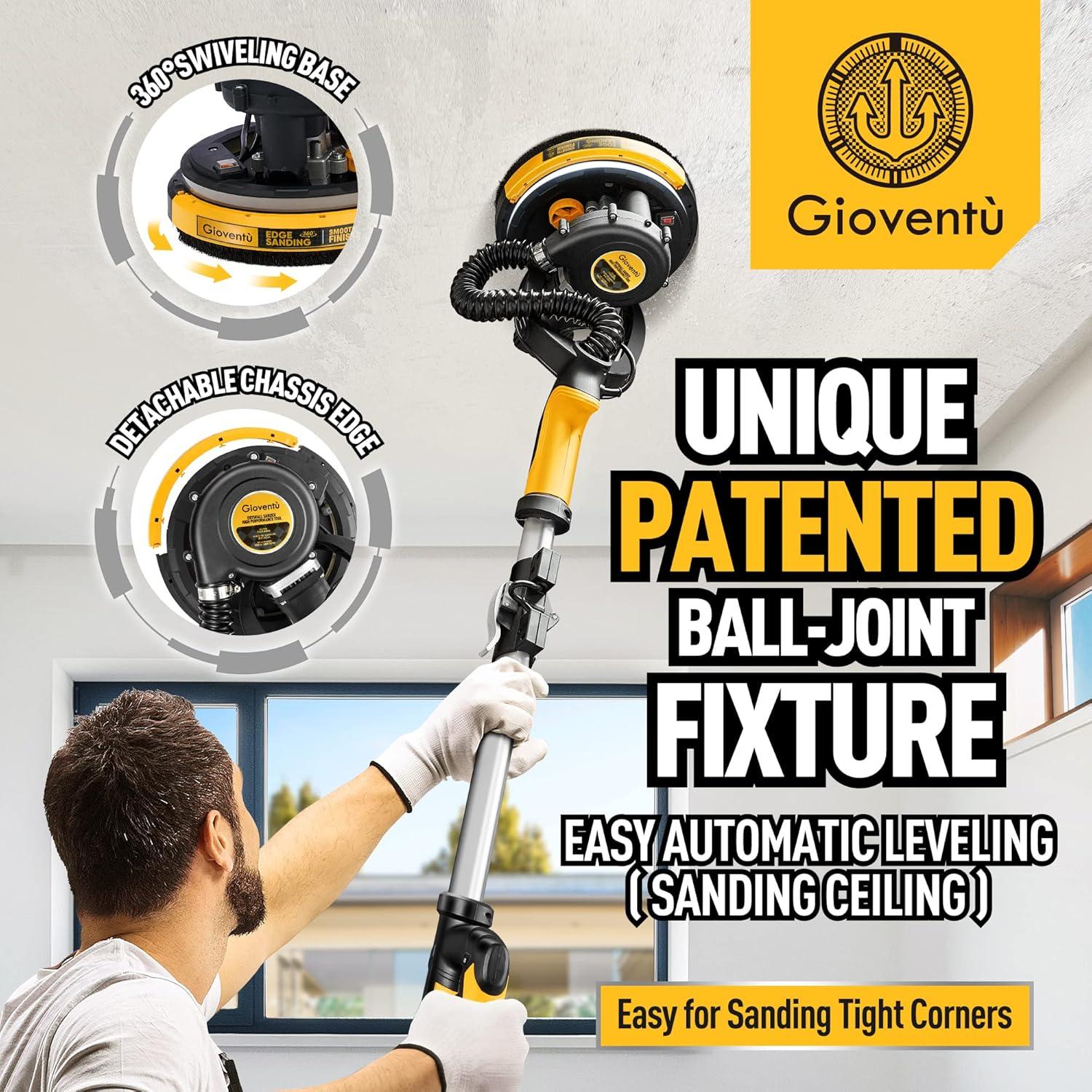 Lijadora de Yeso Gioventù 780W con Aspiradora y Luz LED