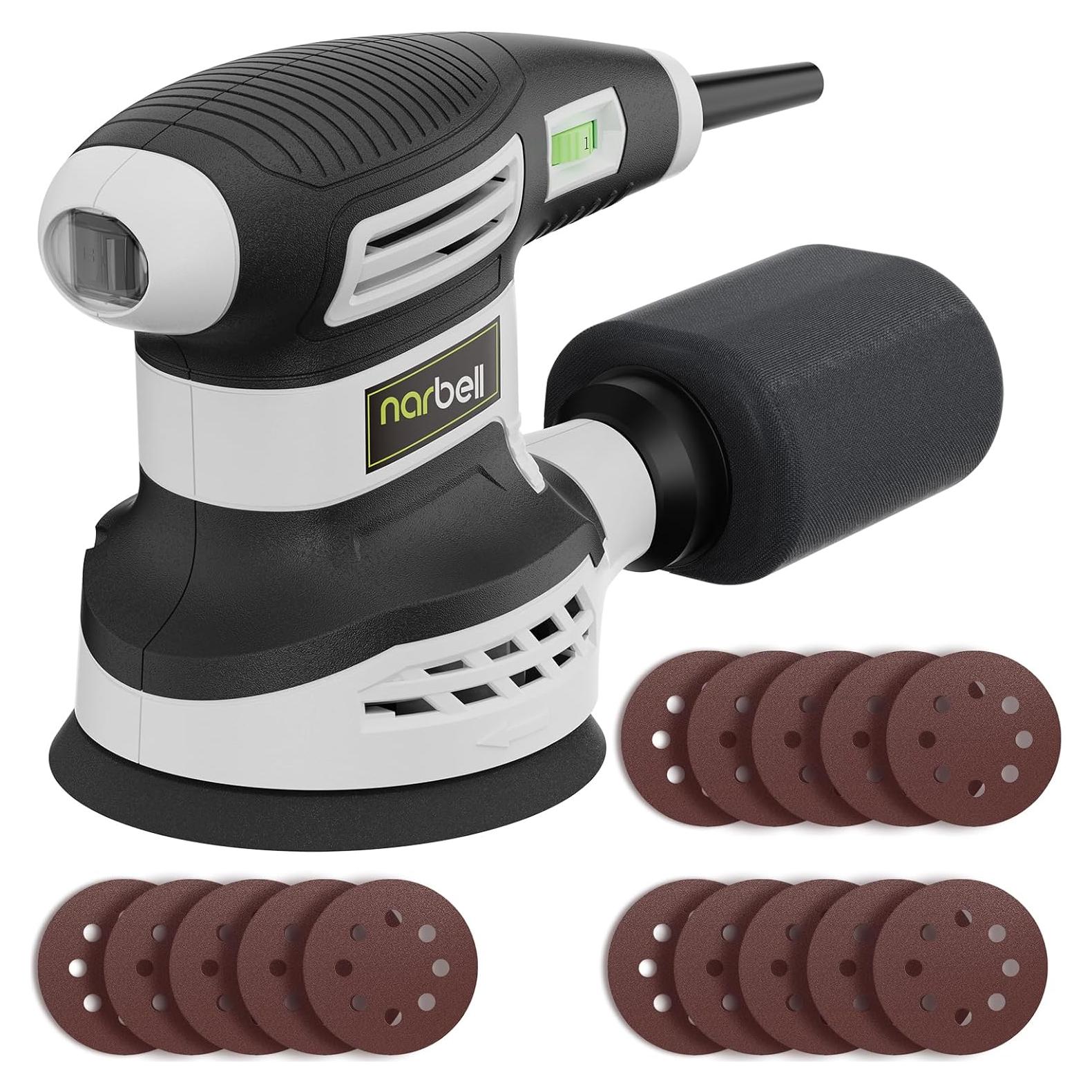 Lijadora Orbital Narbell 5" 360W 6 Velocidades con Accesorios