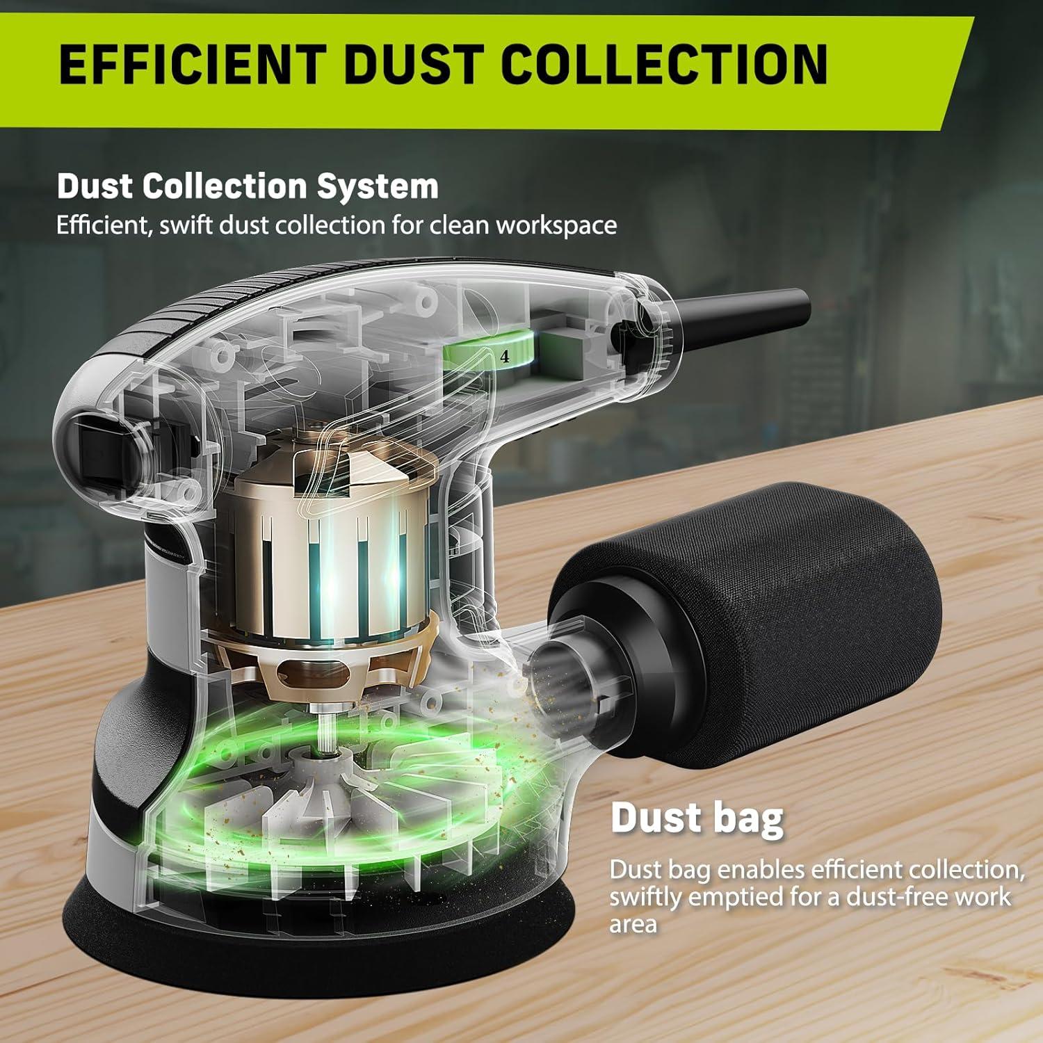 Lijadora Orbital Narbell 5" 360W 6 Velocidades con Accesorios