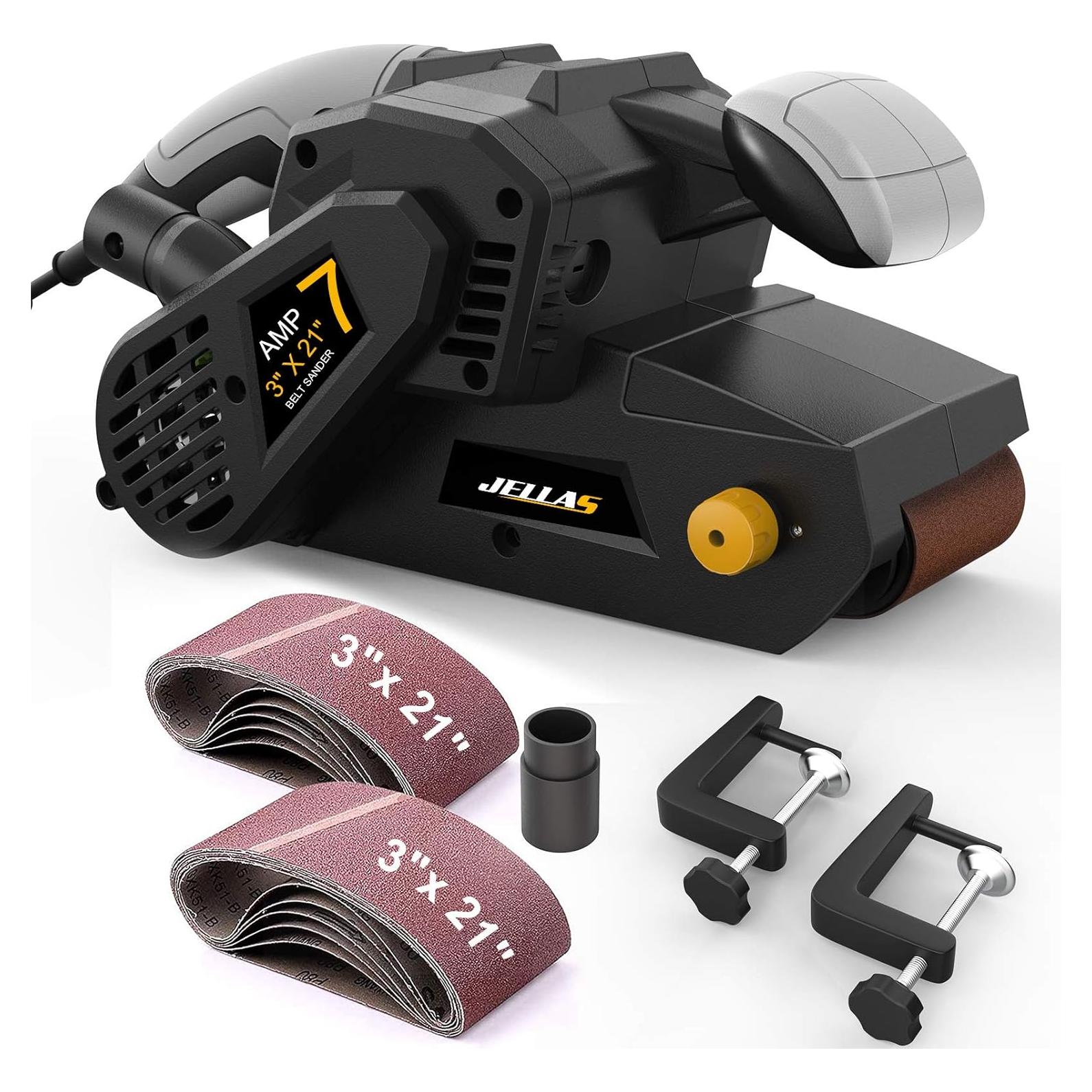 Lijadora de Banda Jellas BS02-SD 7Amps 3"x21" con Bolsa de Polvo