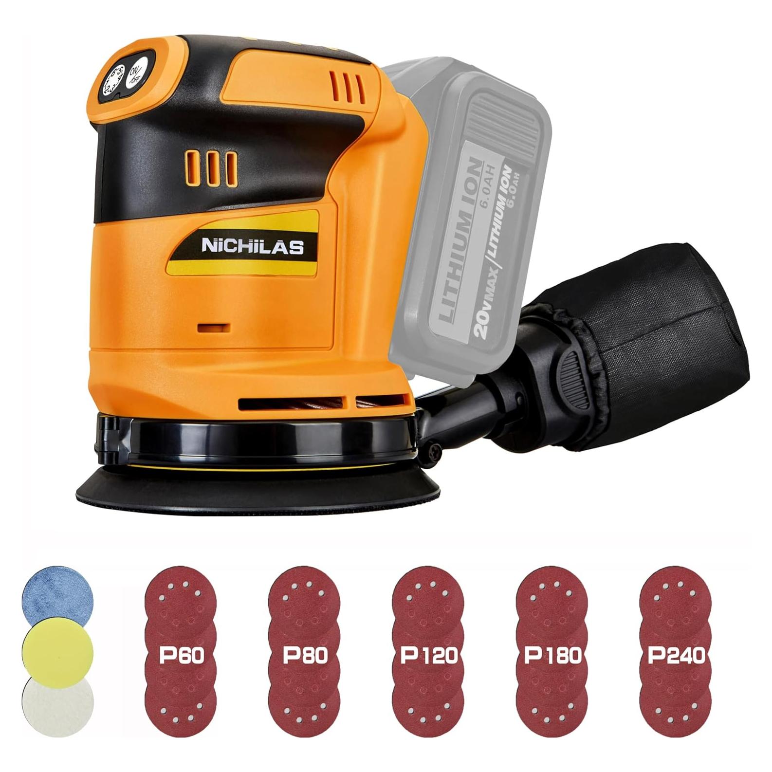 Lijadora Orbital Inalámbrica Nichilas 20V 6 Velocidades 21000RPM