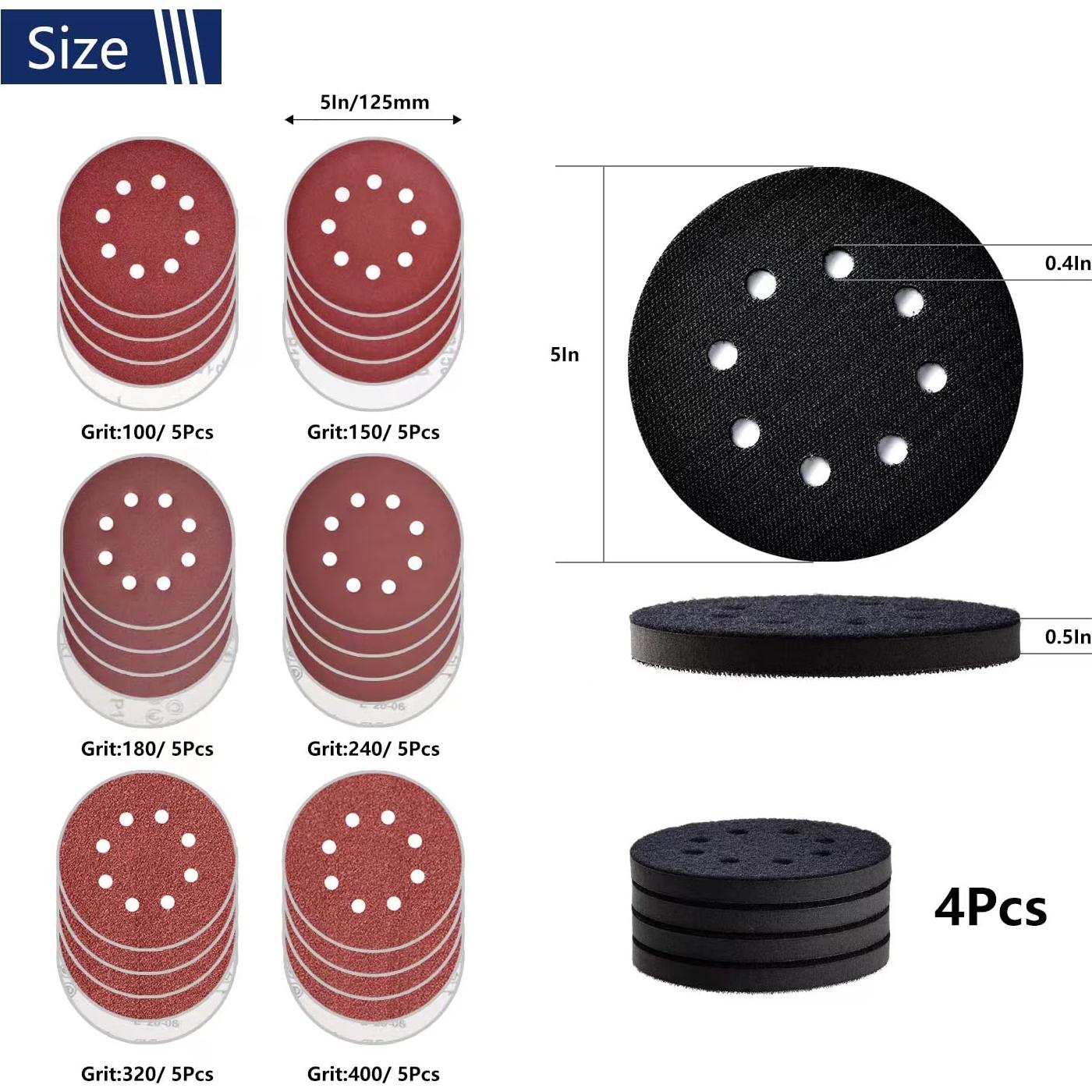 Pad de Reemplazo DeWalt 5" con Discos de Lijado 100-400