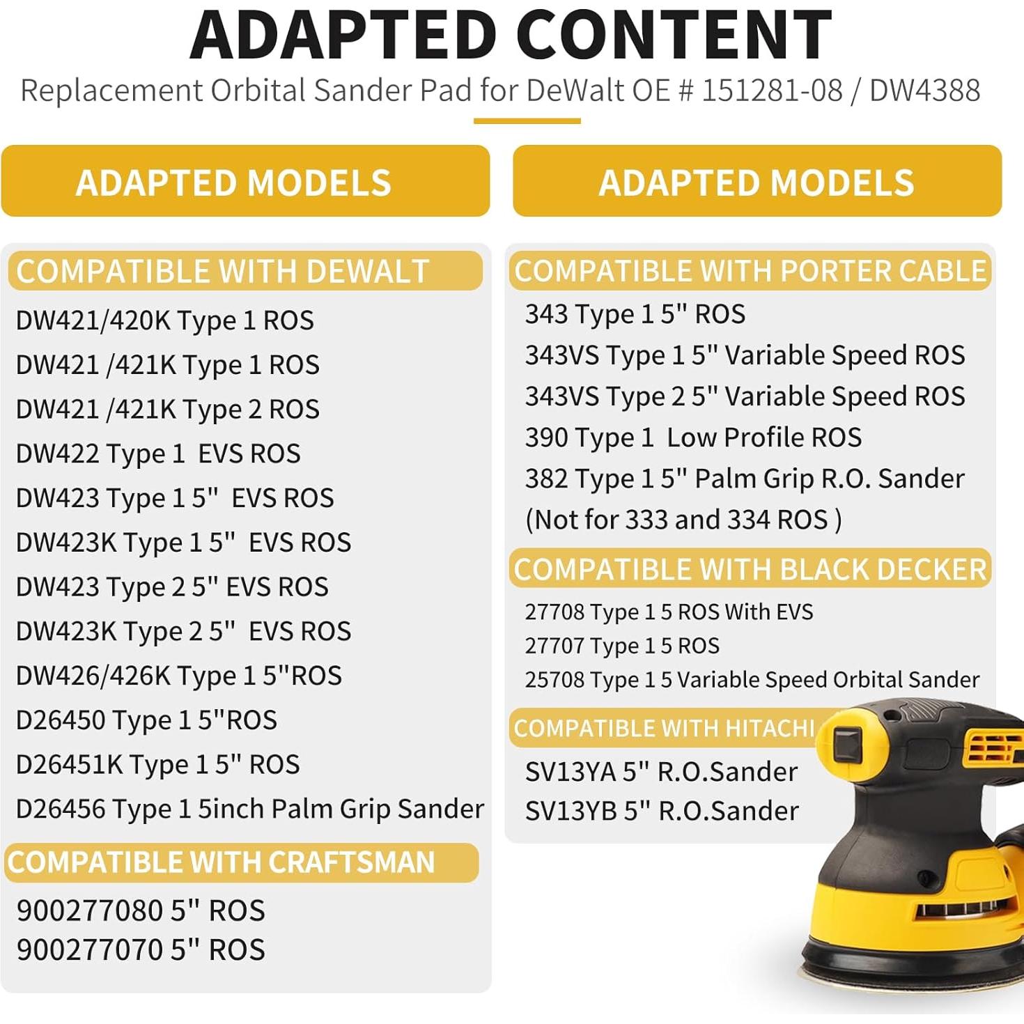 Almohadillas de Lijado Dewalt 5" 8 Agujeros Repuesto 2-Pack