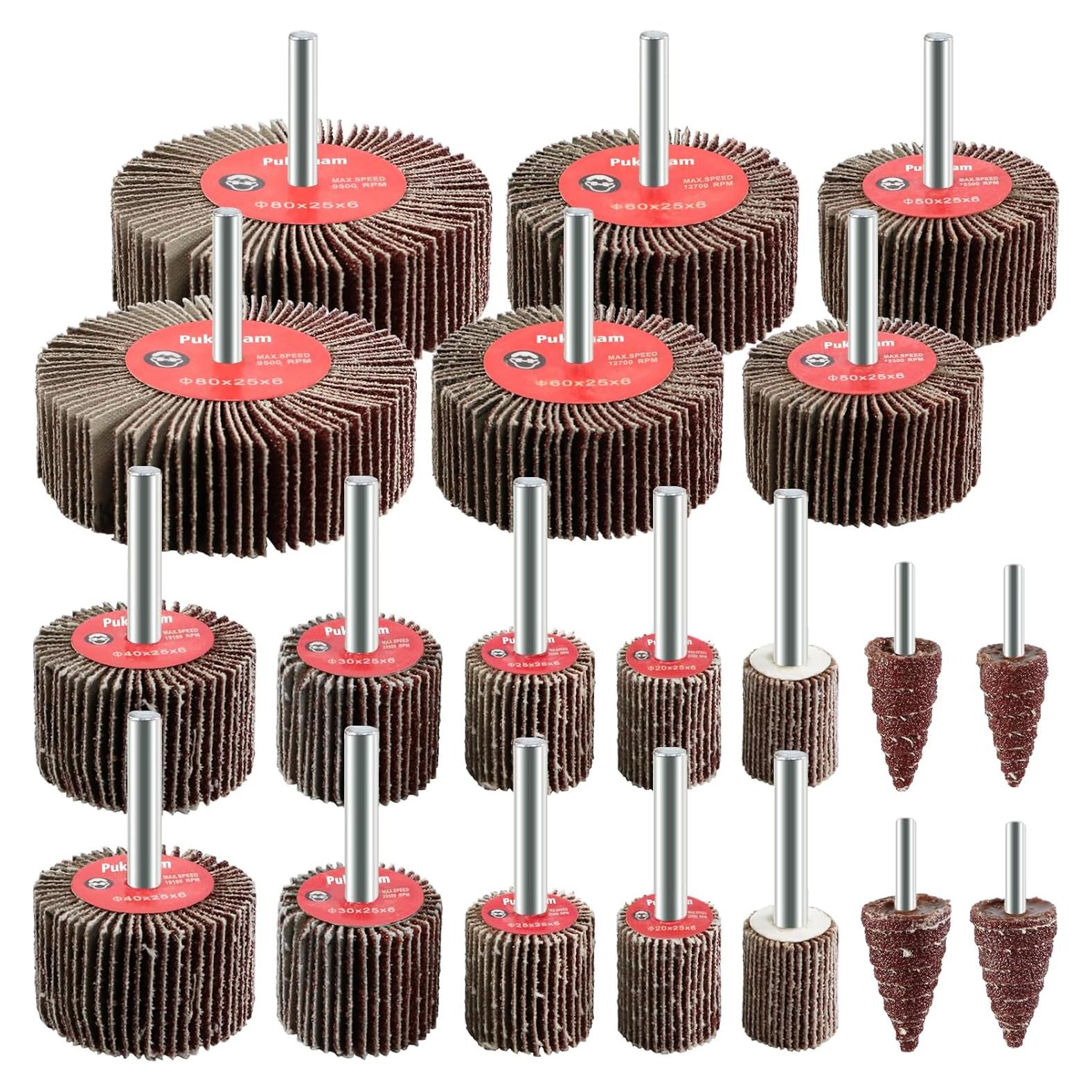 Juego de 20 Ruedas de Lijado Pukamam 80 Granos para Taladro