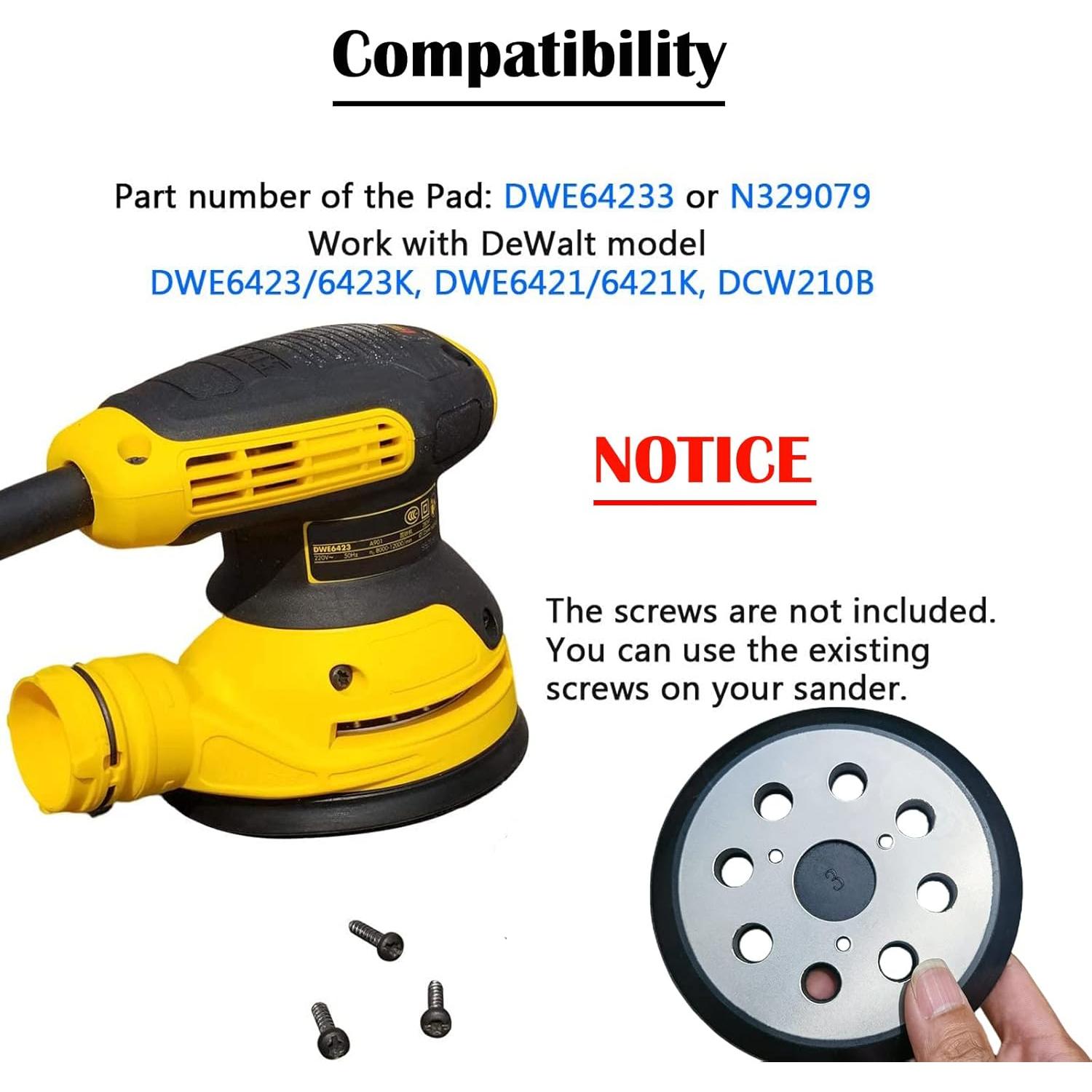 Paquete de 2 almohadillas de lijado 5" Dewalt DW421 DW422