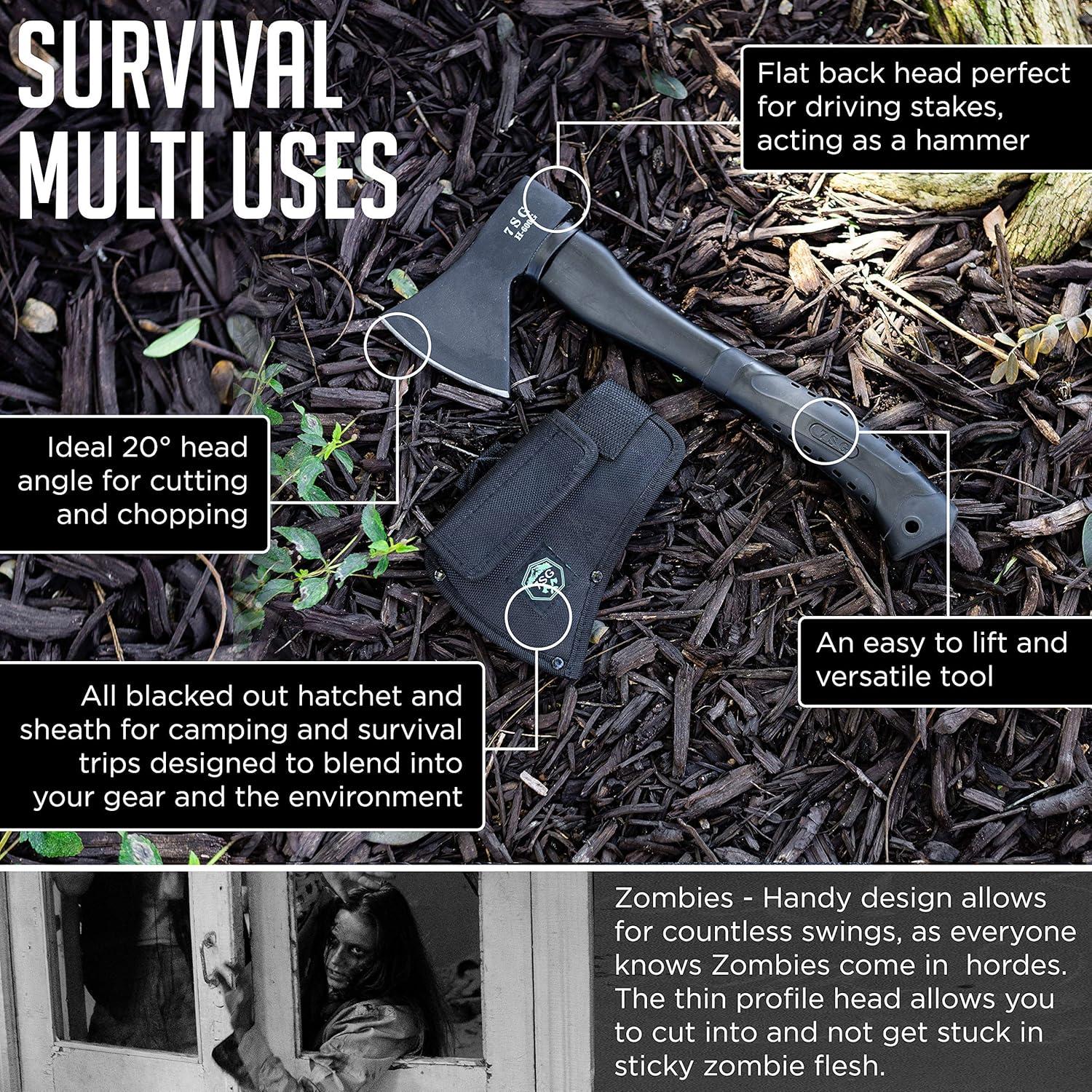 Camping Axe - Camping Hatchet with Sheath -Survival Throwing Axe - Survival Hatchets for Camping and Chopping Wood - Tactical and Survival Hatchet - Bushcraft Axe for Camping