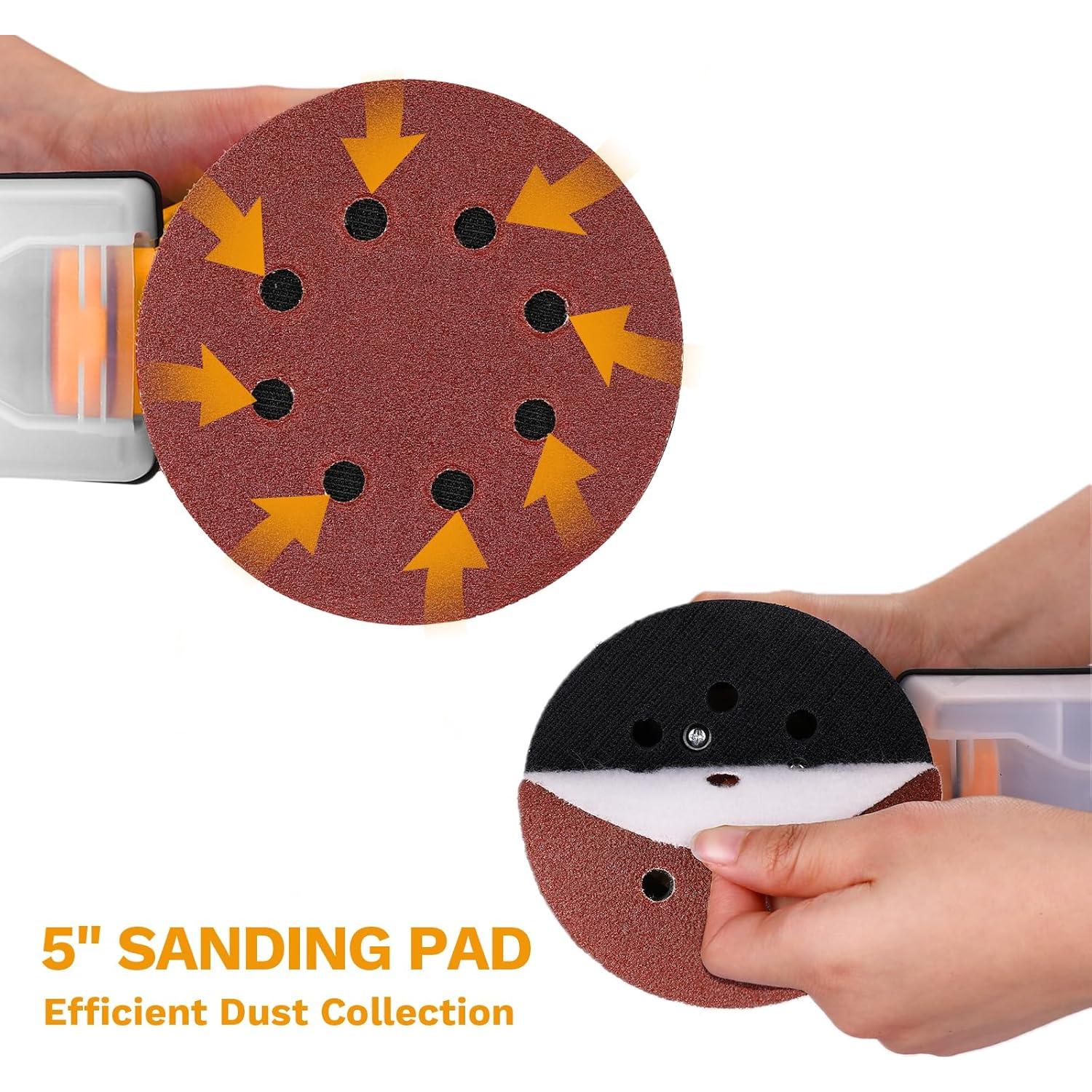 Lijadora Orbital Eléctrica DEKOPRO 5" 6 Velocidades con Polvo