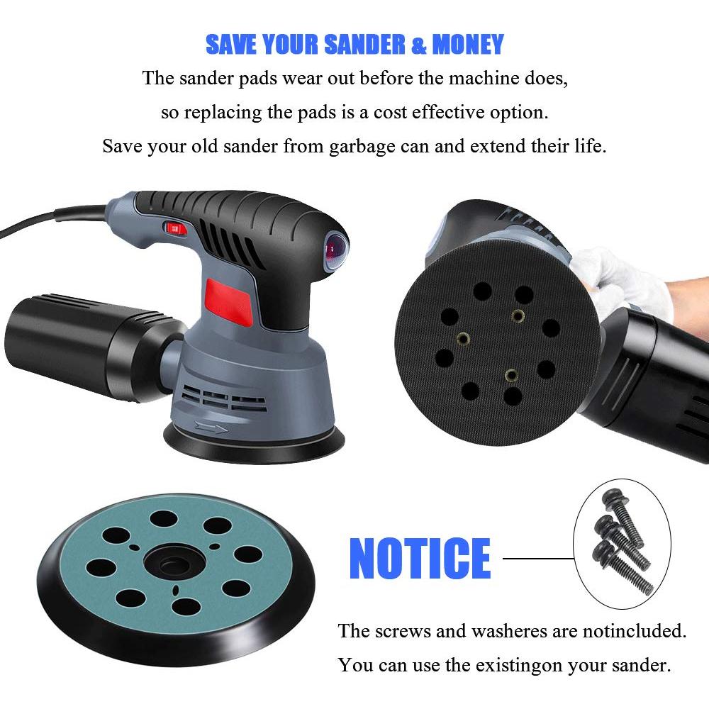 6 Almohadillas de Lijadora 5" Vankcp 8 Agujeros Compatible Makita