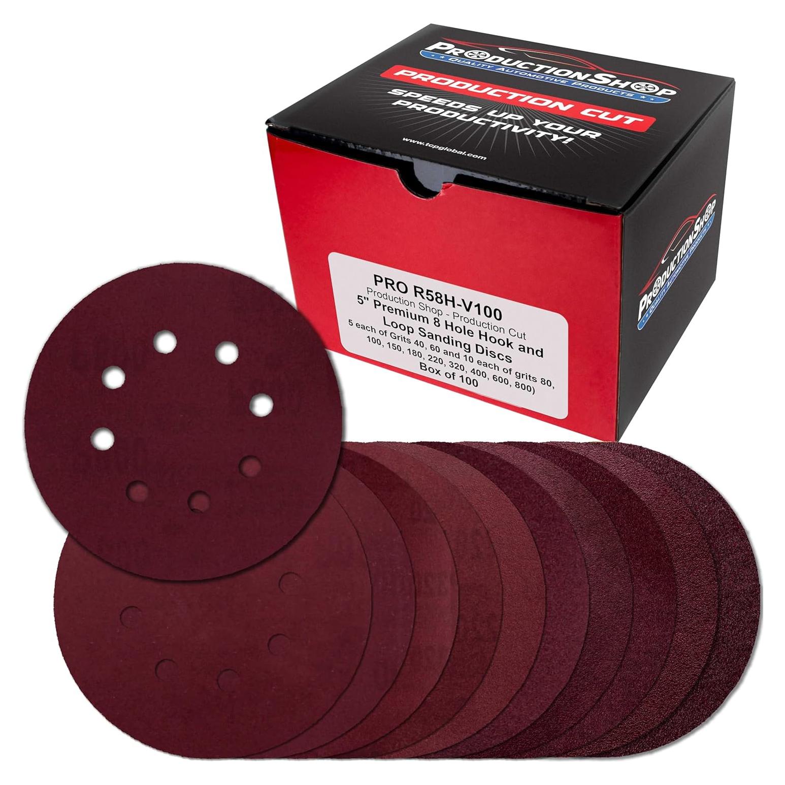 Discos de Lijado 5" Rojo 100 Pzs Granulaciones Variadas