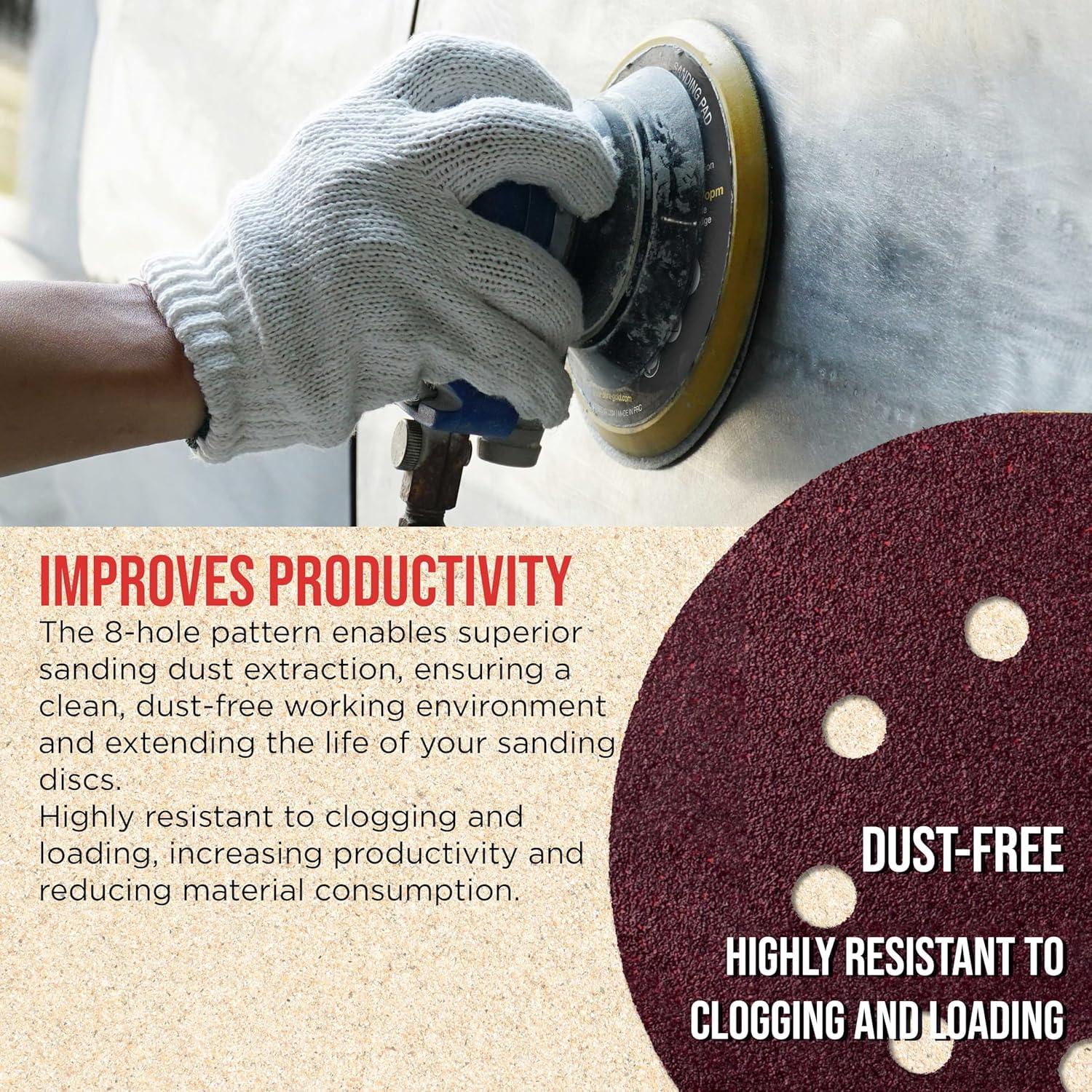 Discos de Lijado 5" Rojo 100 Pzs Granulaciones Variadas