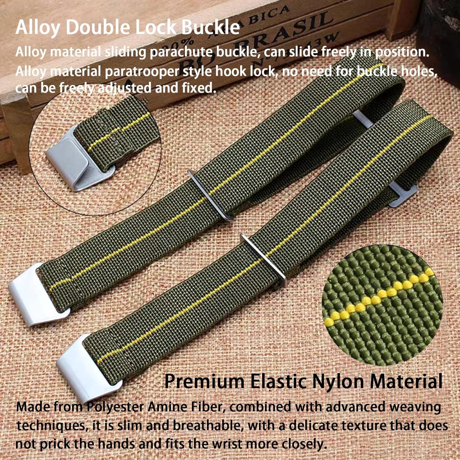 Correa de Reloj Nylon Elástico Nizonlaie 20mm Rojo Vino Hebilla Negra