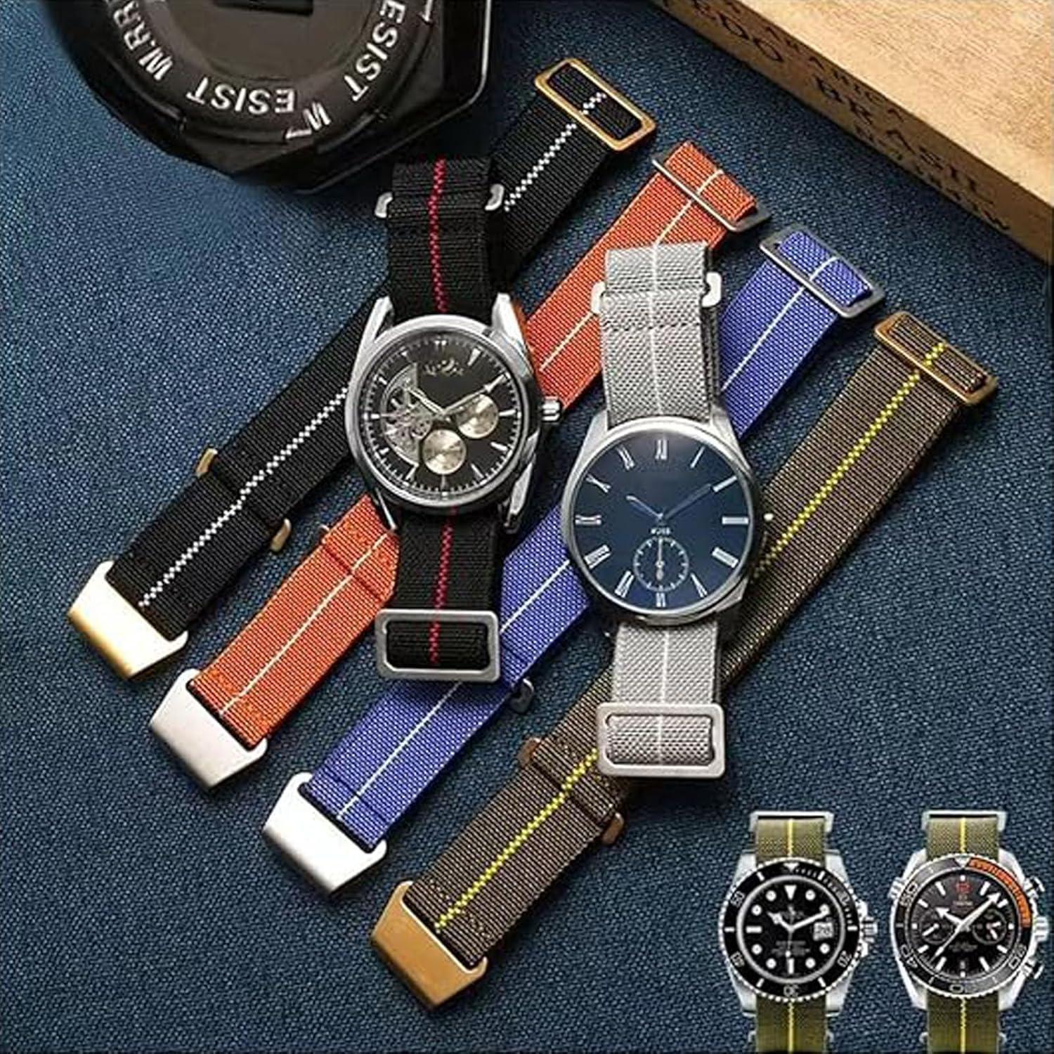 Correa de Reloj Nylon Elástico Nizonlaie 20mm Rojo Vino Hebilla Negra