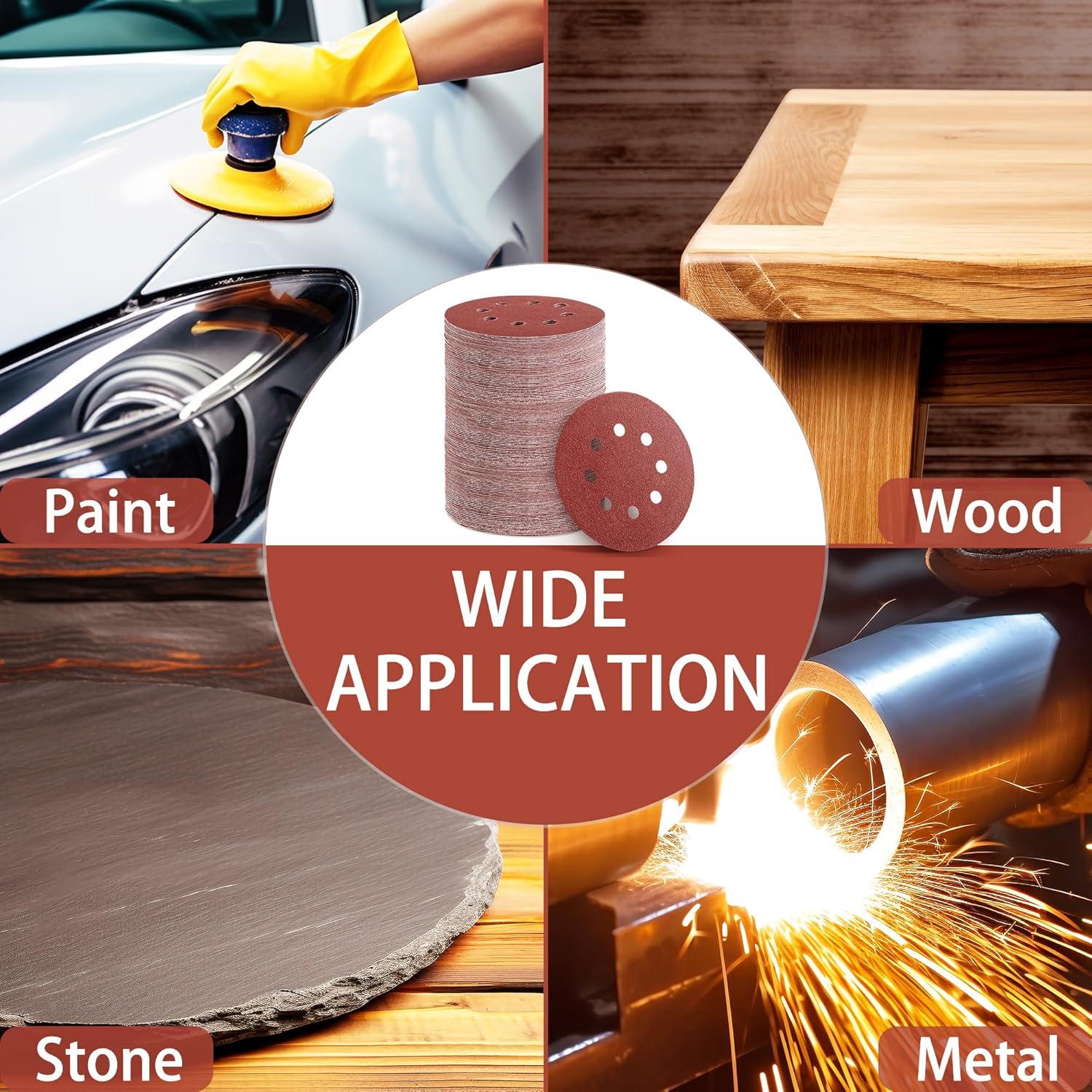 Juego de Discos de Lijado 150 Piezas YEHBS 12,7 cm Granos Variados