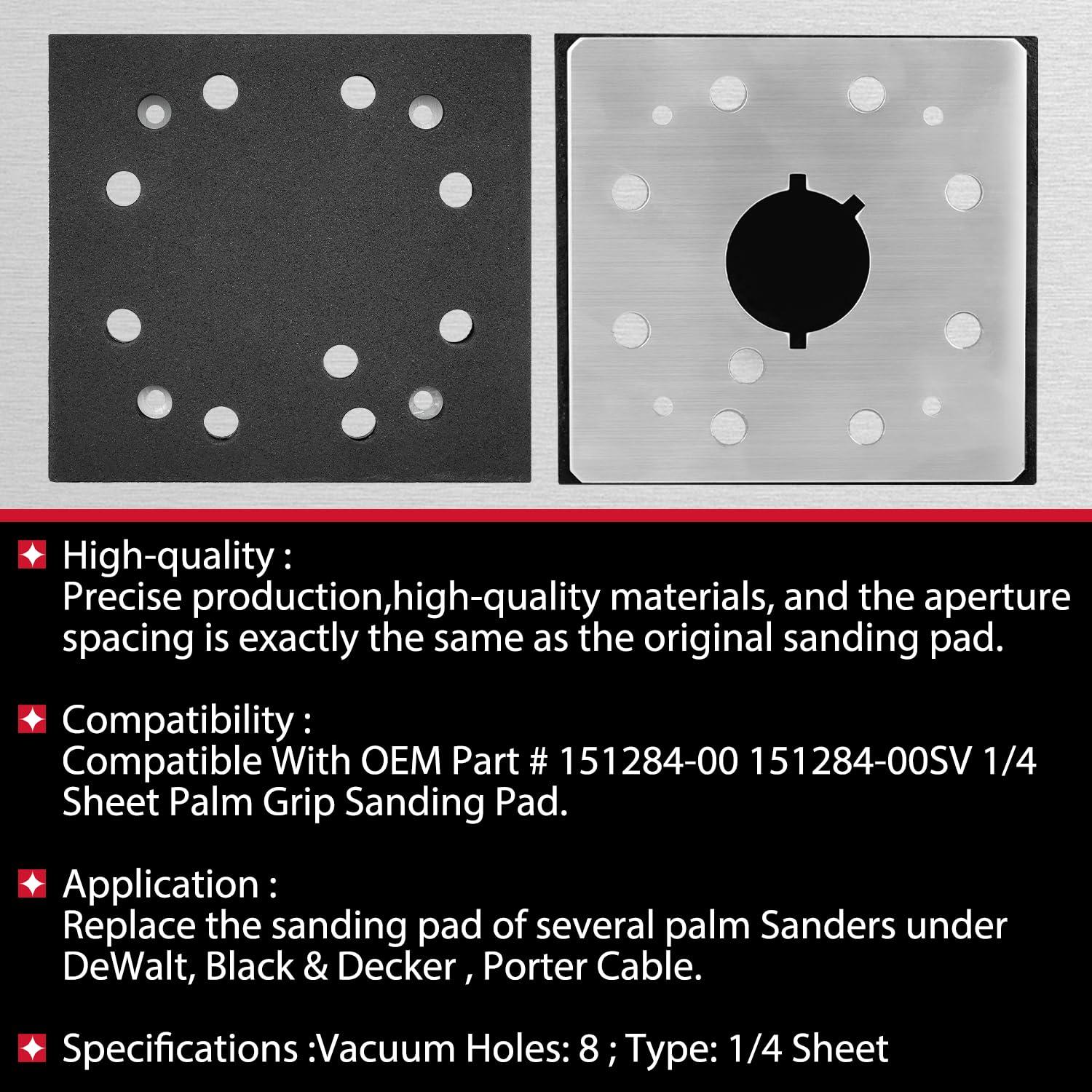 Almohadilla de Lijadora HASMX 1/4" Cuadrada 8 Agujeros