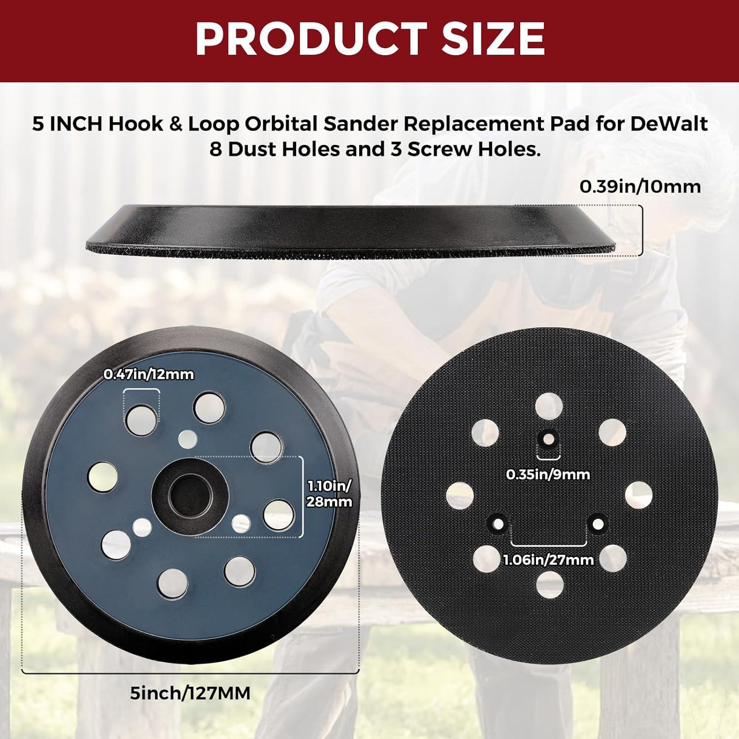 2 Pzs Almohadilla Lijado 5" 8 Agujeros Gancho y Bucle