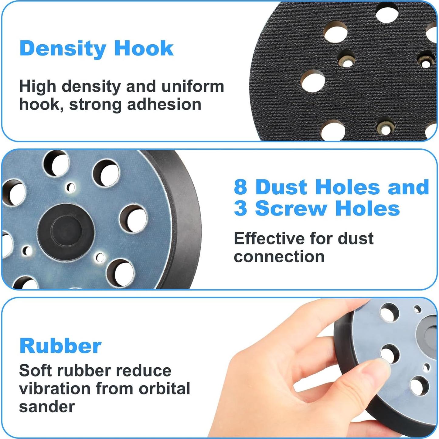 2 Pcs Almohadilla Lijadora 5" Gancho Bucle DeWalt Makita