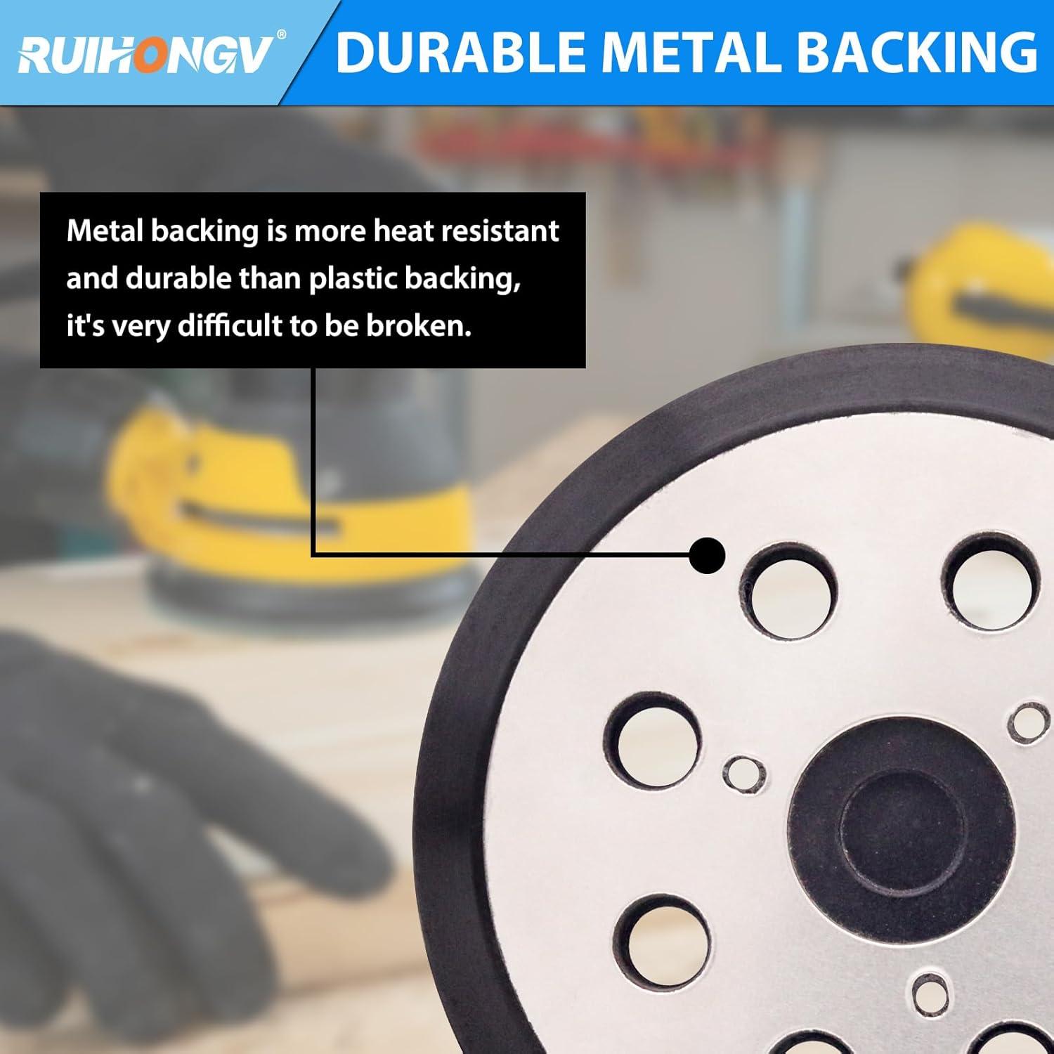 Paquete 2 Almohadillas Lijadora RUIHONGV 5" 8 Agujeros