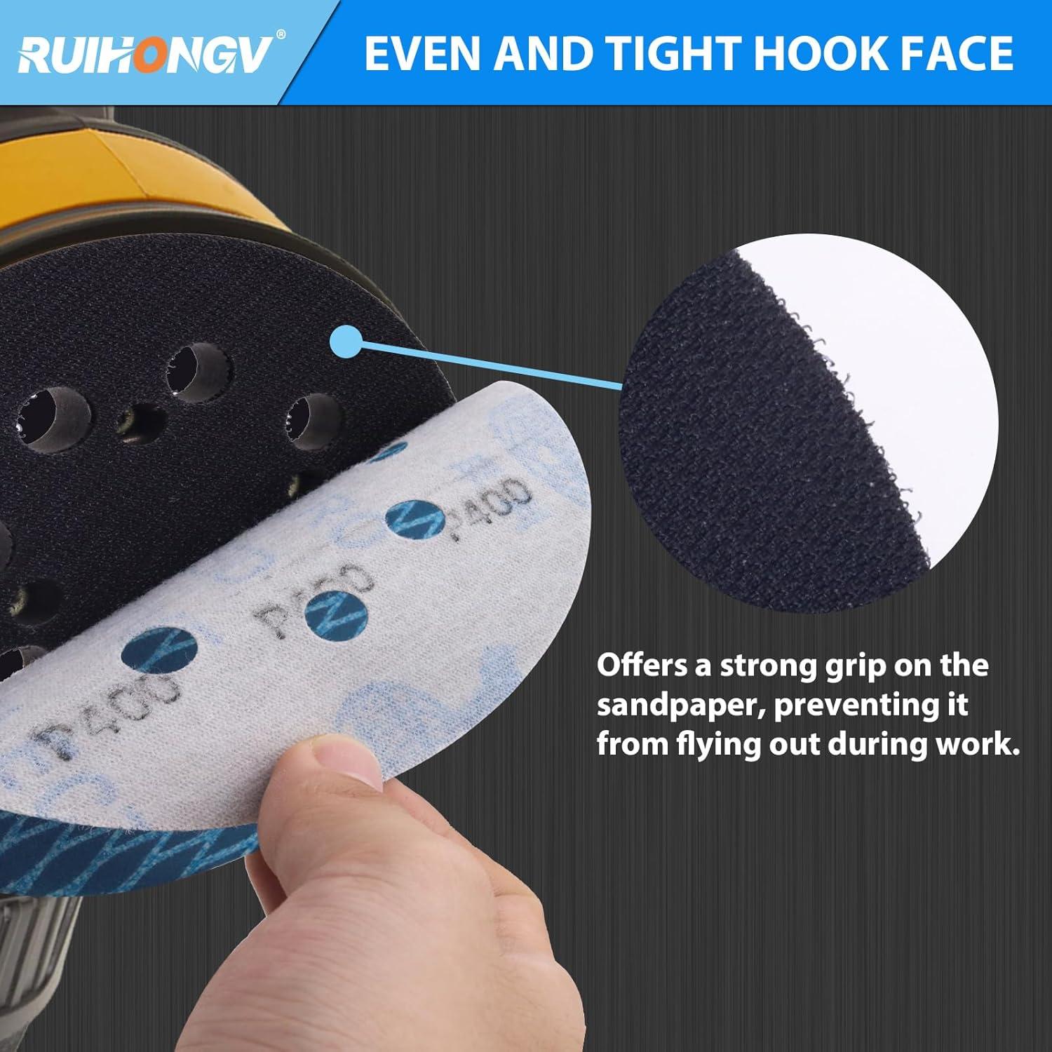 Paquete 2 Almohadillas Lijadora RUIHONGV 5" 8 Agujeros
