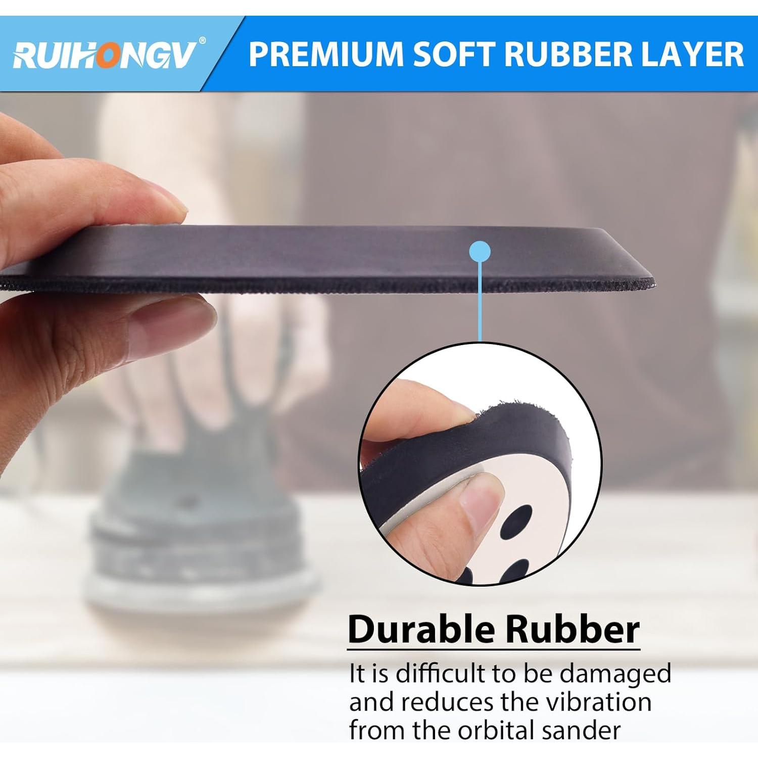 Paquete 2 Almohadillas Lijadora RUIHONGV 5" 8 Agujeros