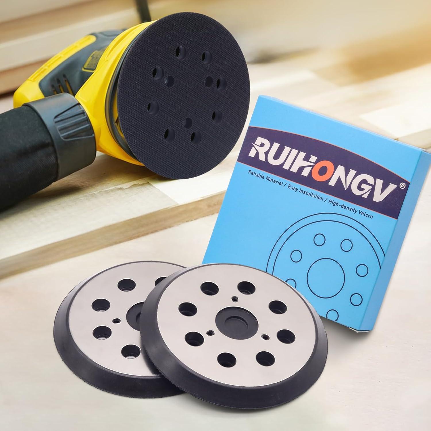 Paquete 2 Almohadillas Lijadora RUIHONGV 5" 8 Agujeros