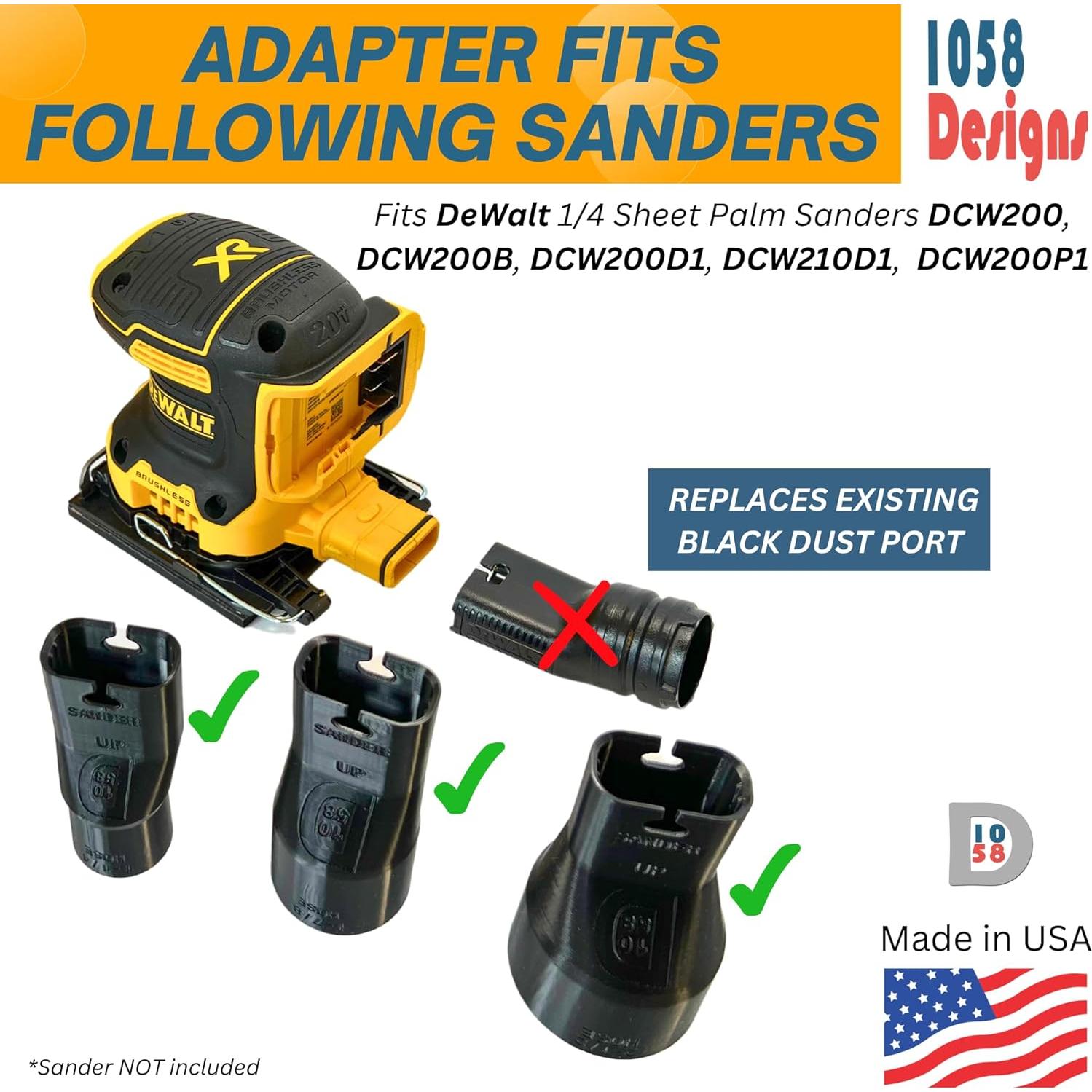 Adaptador de Vacío 1058 Designs para Lijadoras DeWalt 6,35 cm