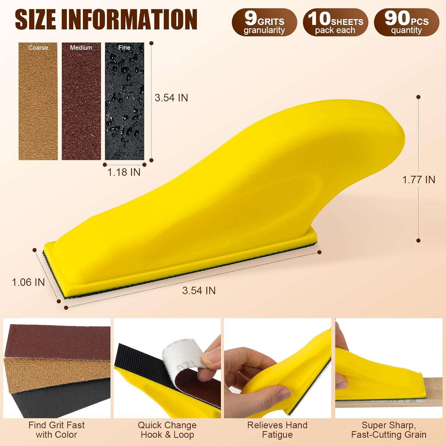 Kit de Lijado 90PCS LVANJI Mini 3-en-1 Granos 60-400