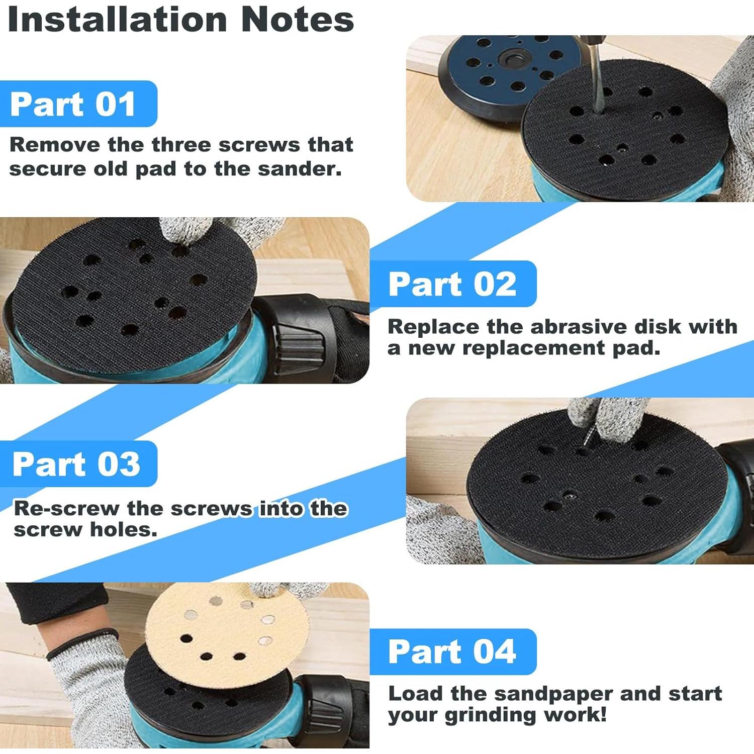 Almohadilla de Lijadora Orbital 5" 8 Agujeros Dewalt Porter Cable Makita