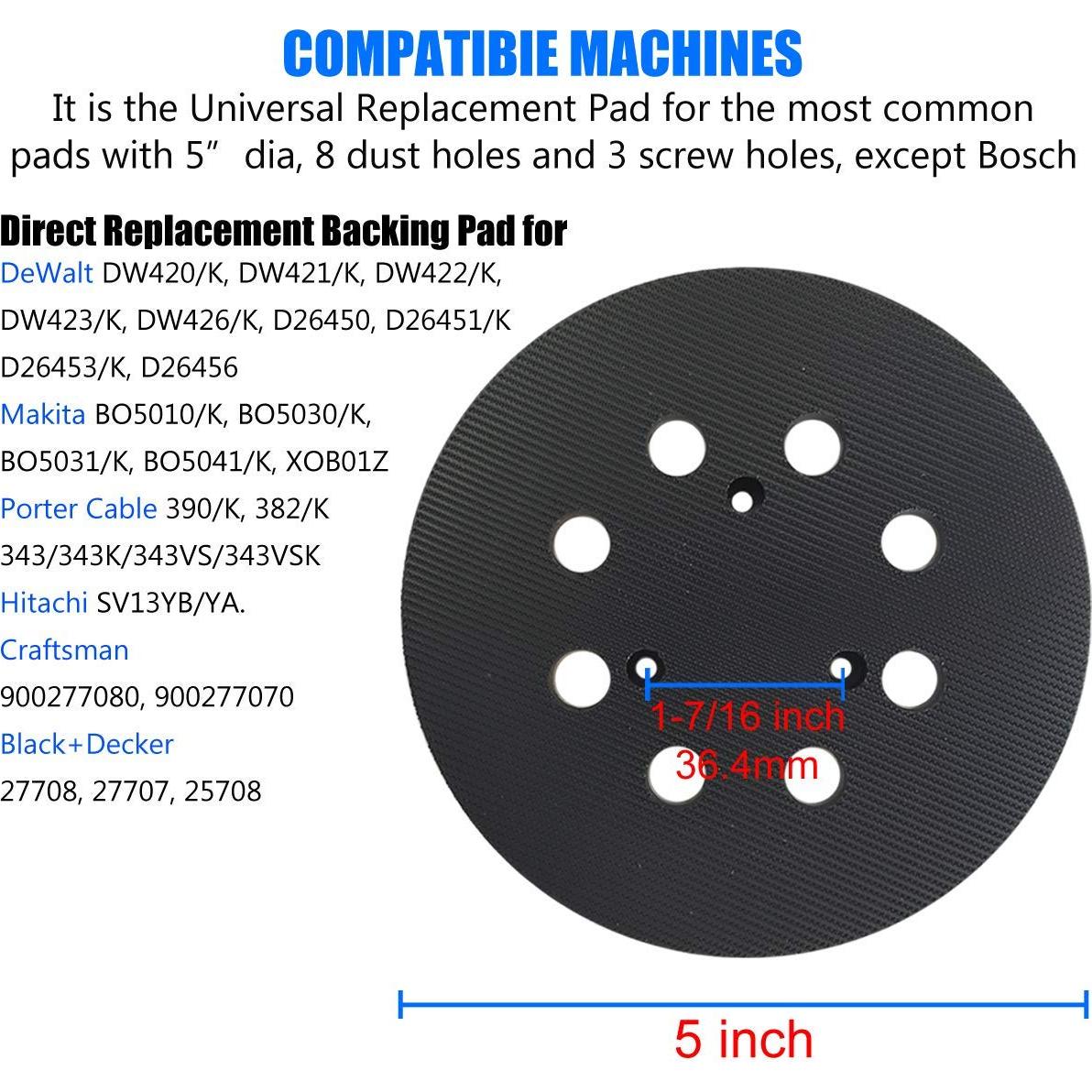 Almohadilla de Lijadora 12,7 cm Taokyid - 8 Agujeros