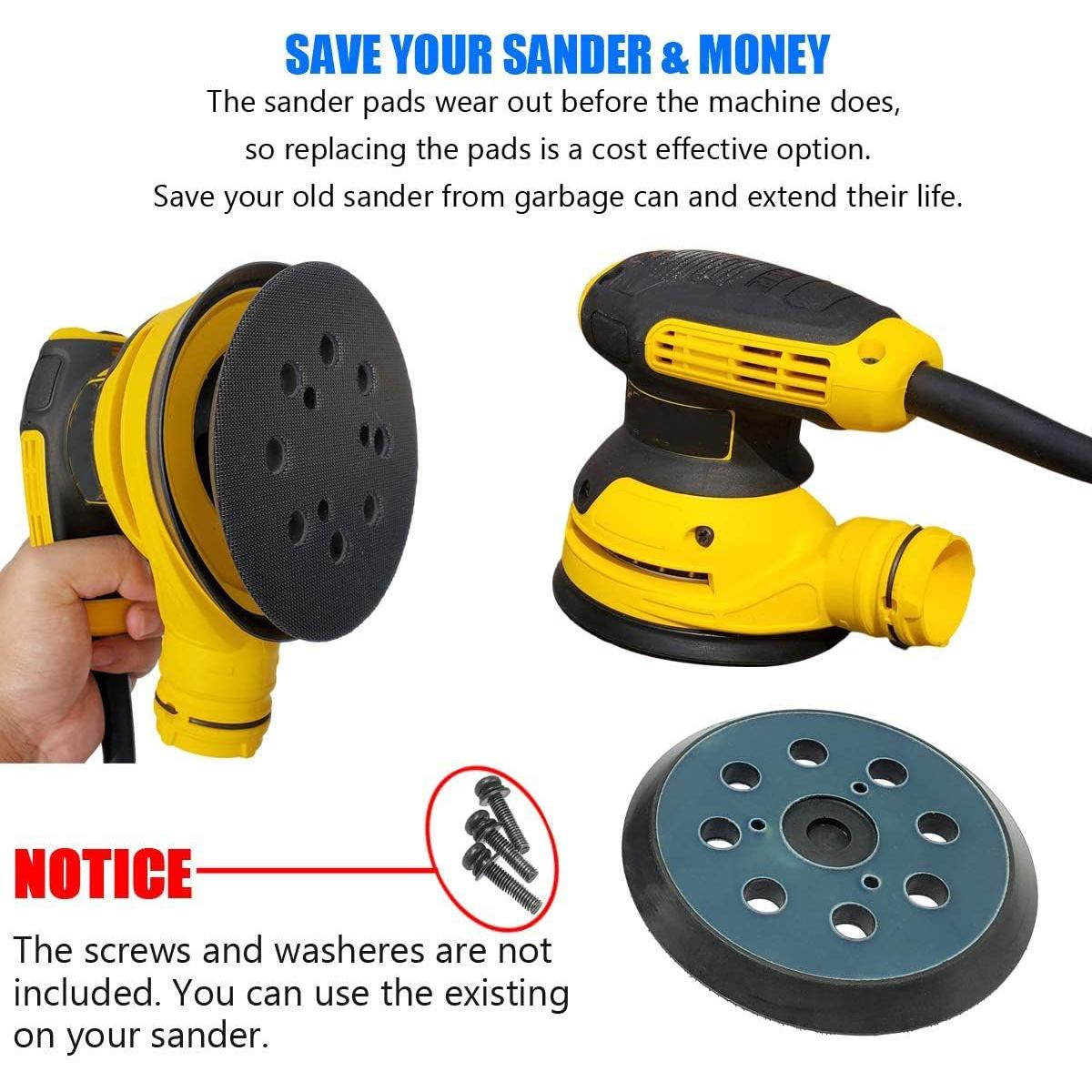 Paquete de 2 almohadillas DeWalt 5" con gancho y lazo