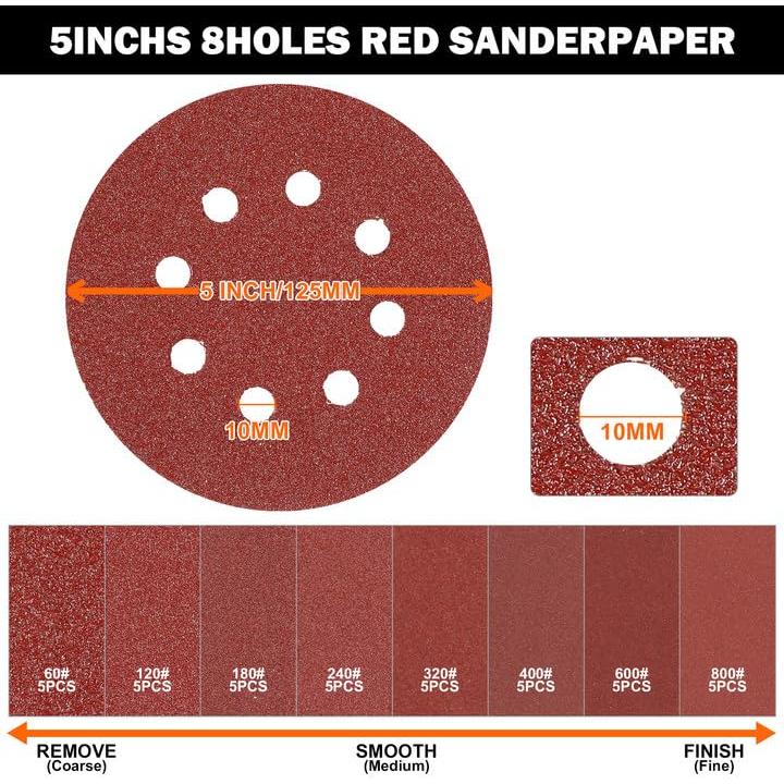 Pad de Lijado 5" DeWalt DWE6423 Juego 43PCS Granos 60-800