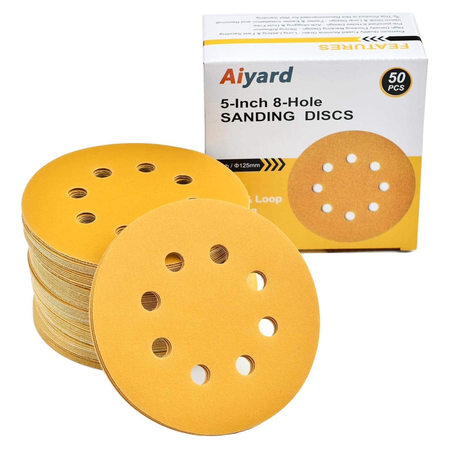 Discos de Lijado Aiyard 13 cm 320 Granos Velcro 50 Piezas