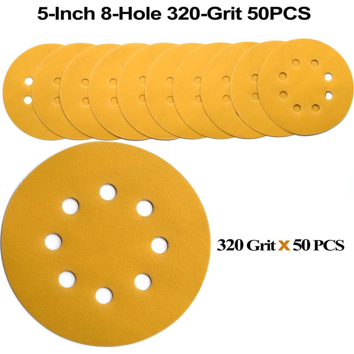 Discos de Lijado Aiyard 13 cm 320 Granos Velcro 50 Piezas