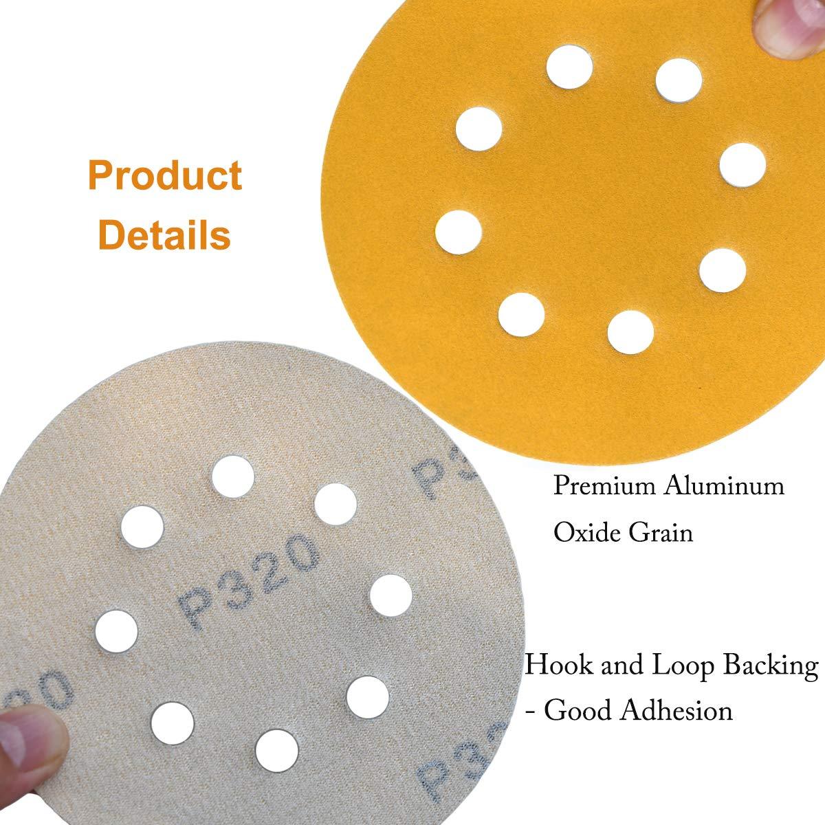 Discos de Lijado Aiyard 13 cm 320 Granos Velcro 50 Piezas