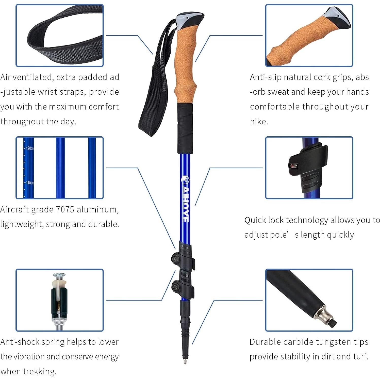 Bastones de Senderismo Aihoye Ajustables Plegables 0,28 kg