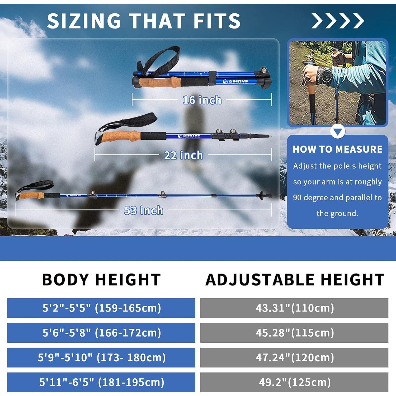 Bastones de Senderismo Aihoye Ajustables Plegables 0,28 kg