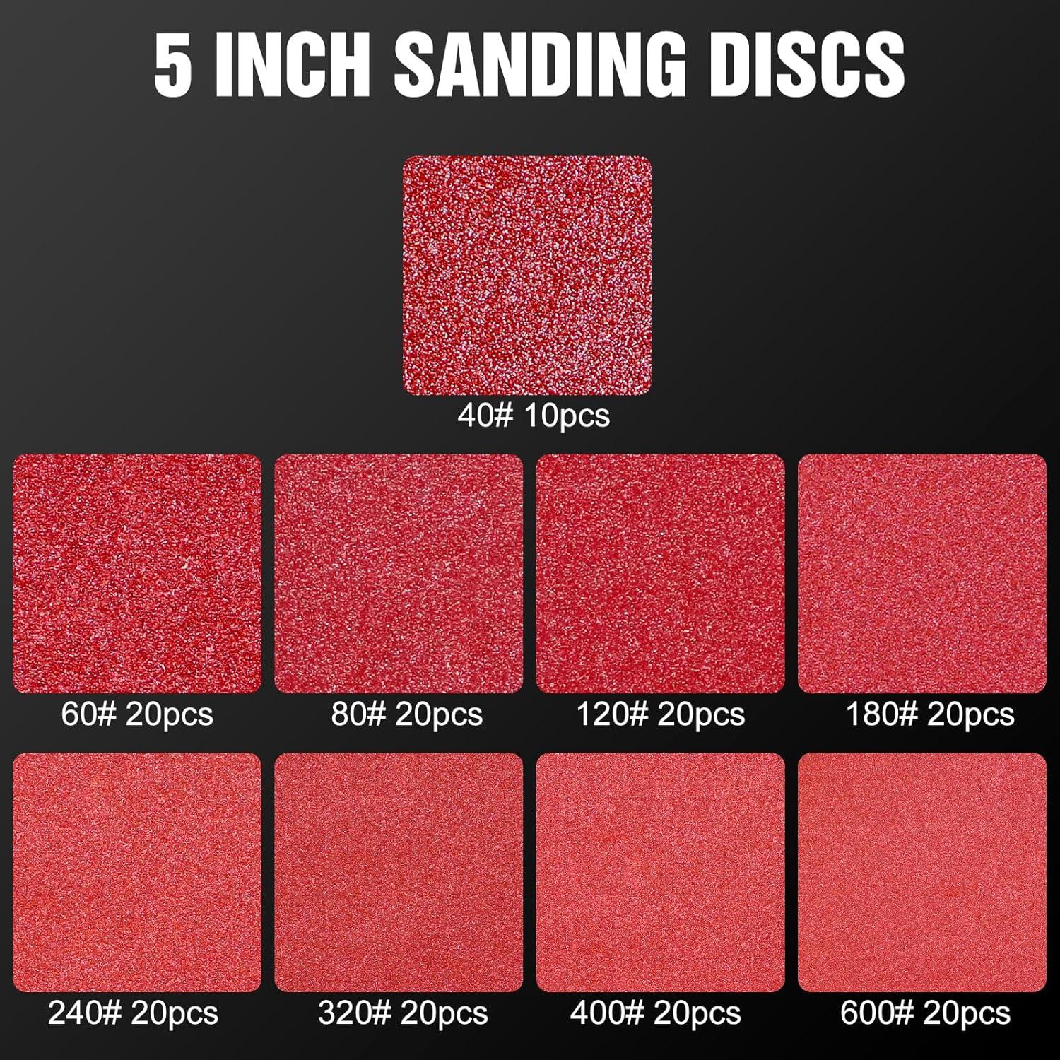 170 Piezas Discos de Lijado 5" Pukamam Granos Variados