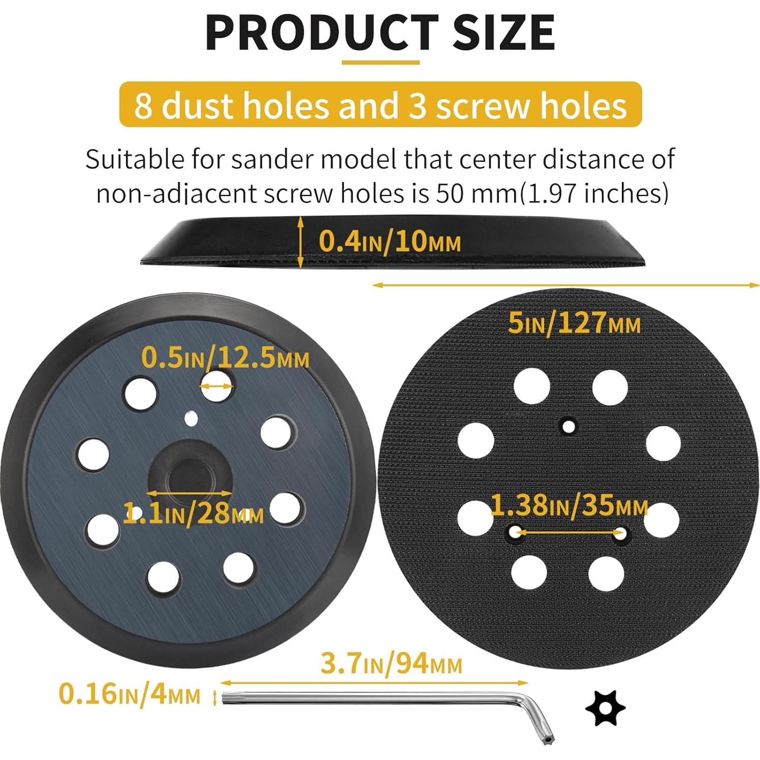 Pad de Lijadora Orbital 5" Johnnyue 8 Agujeros Compatible