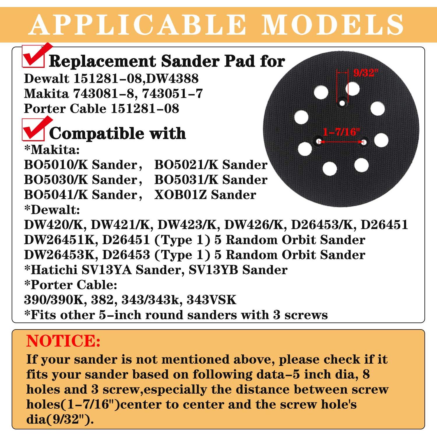 10 Almohadillas de Lijado 12.7cm 8 Agujeros AxPower