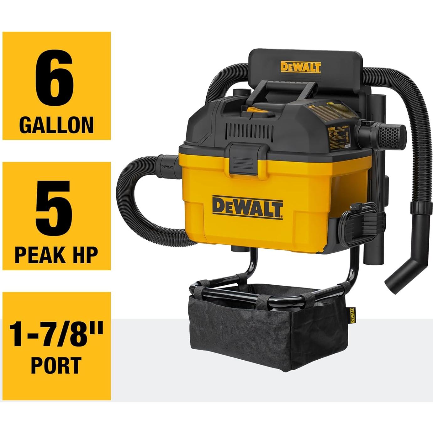 Aspiradora Húmeda Seca DEWALT DXV06G 6 Galones 5 HP Montada en Pared