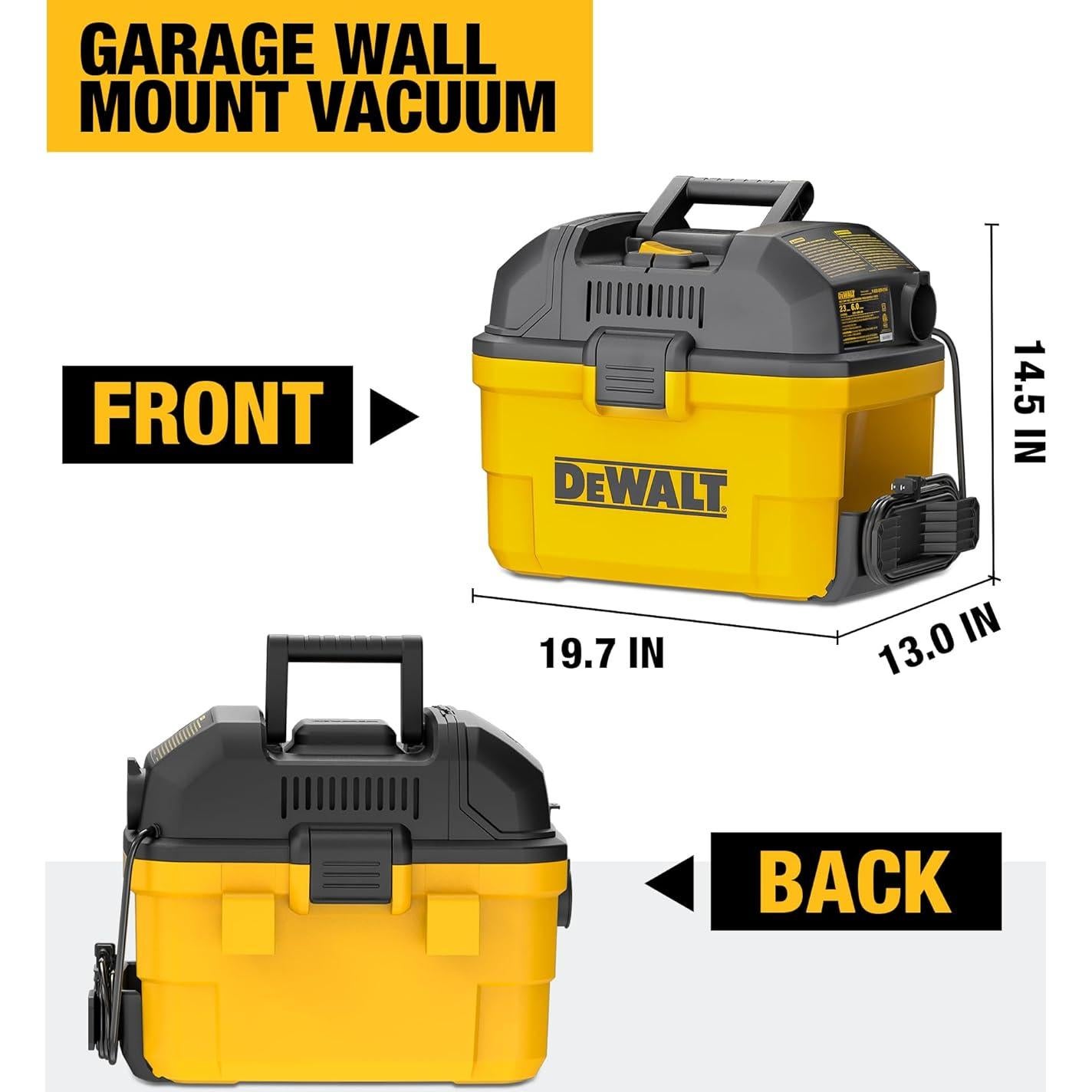 Aspiradora Húmeda Seca DEWALT DXV06G 6 Galones 5 HP Montada en Pared
