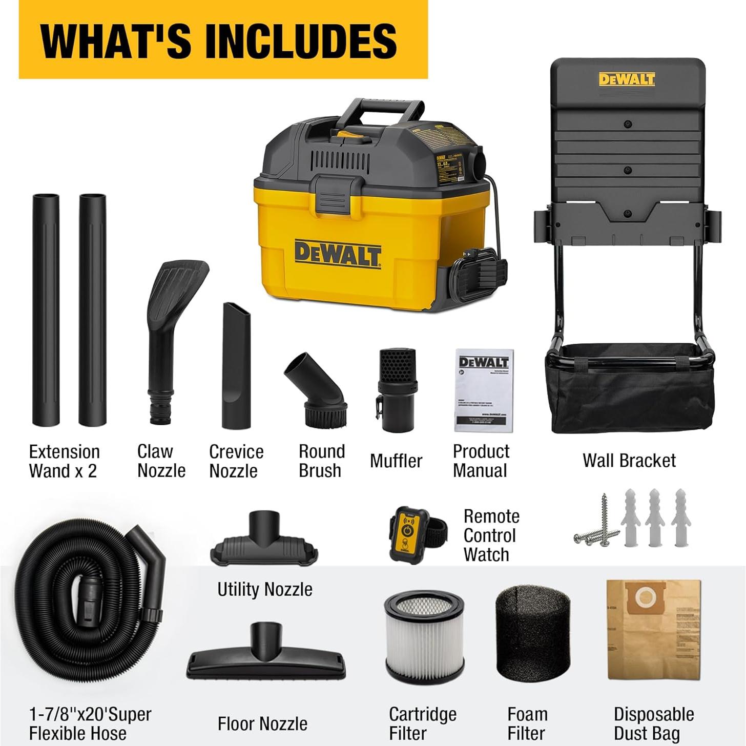 Aspiradora Húmeda Seca DEWALT DXV06G 6 Galones 5 HP Montada en Pared