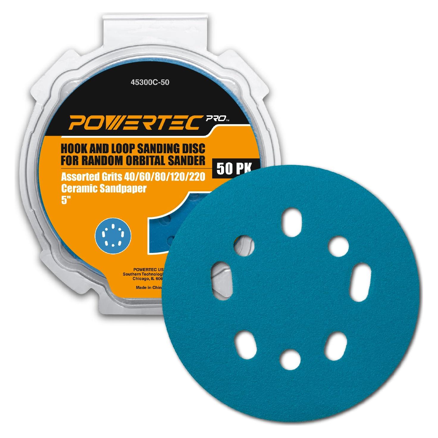 Discos de Lijado 5" POWERTEC PRO Grano 40/60/80/120/220